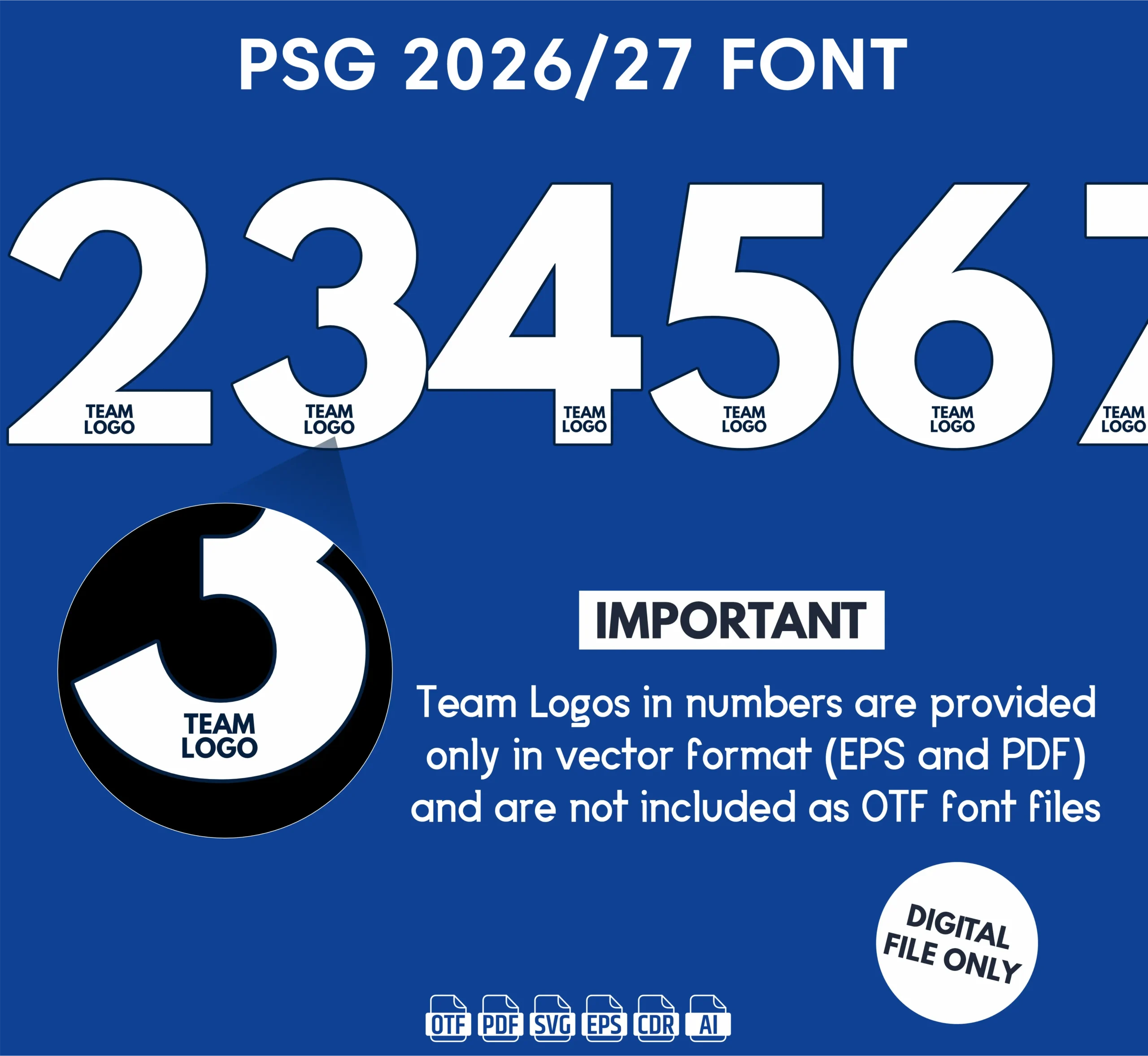 PSG 2026-27 Font - football jersey typeface OTF download
