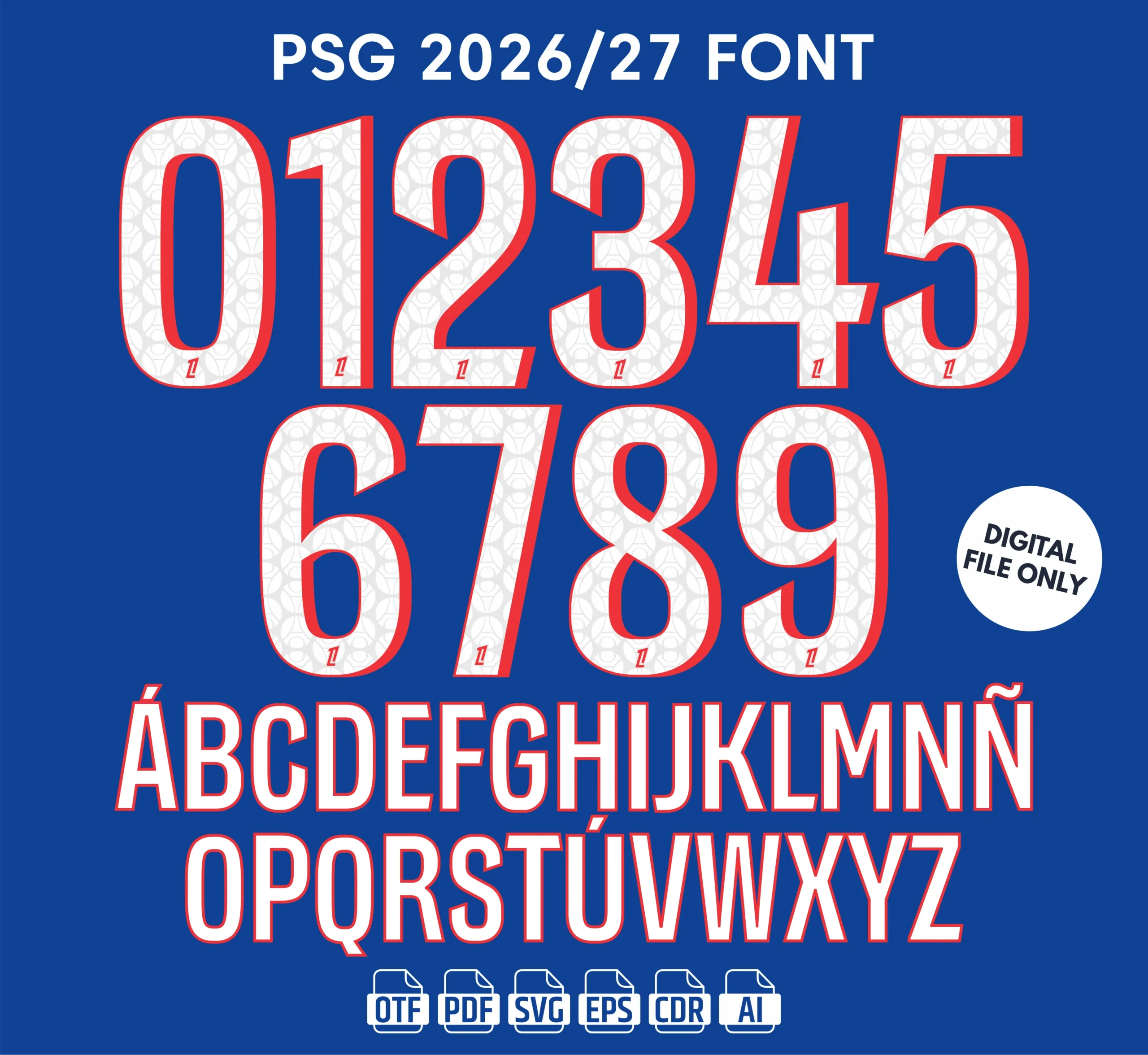 PSG 2026-27 Font - football jersey typeface OTF download