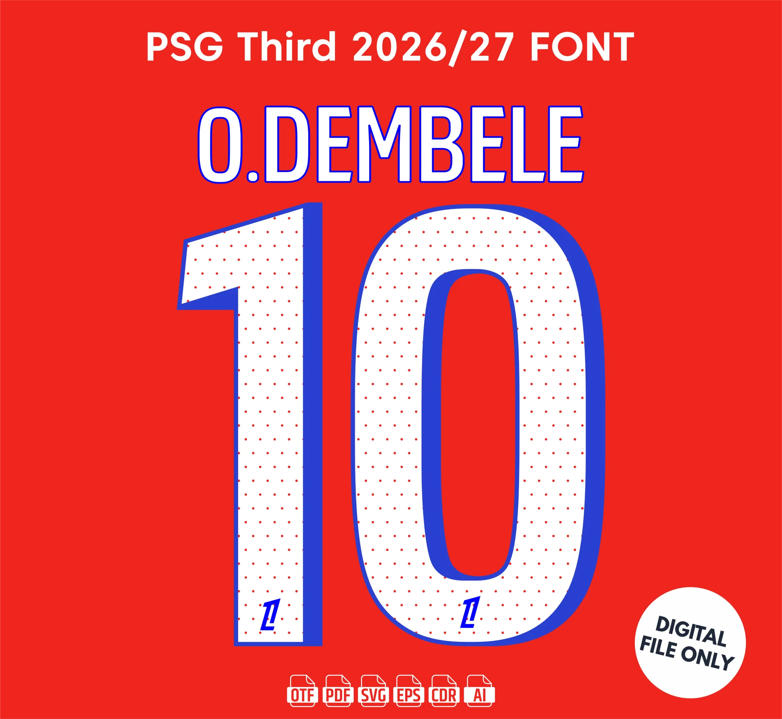 PSG Third 2025-26 Font - football jersey typeface OTF download