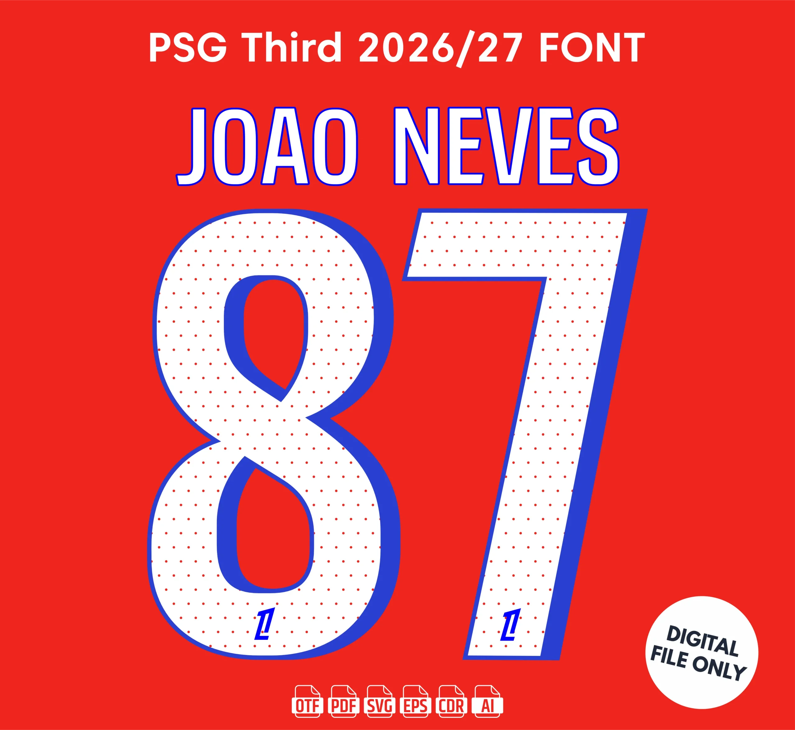 PSG Third 2025-26 Font - football jersey typeface OTF download