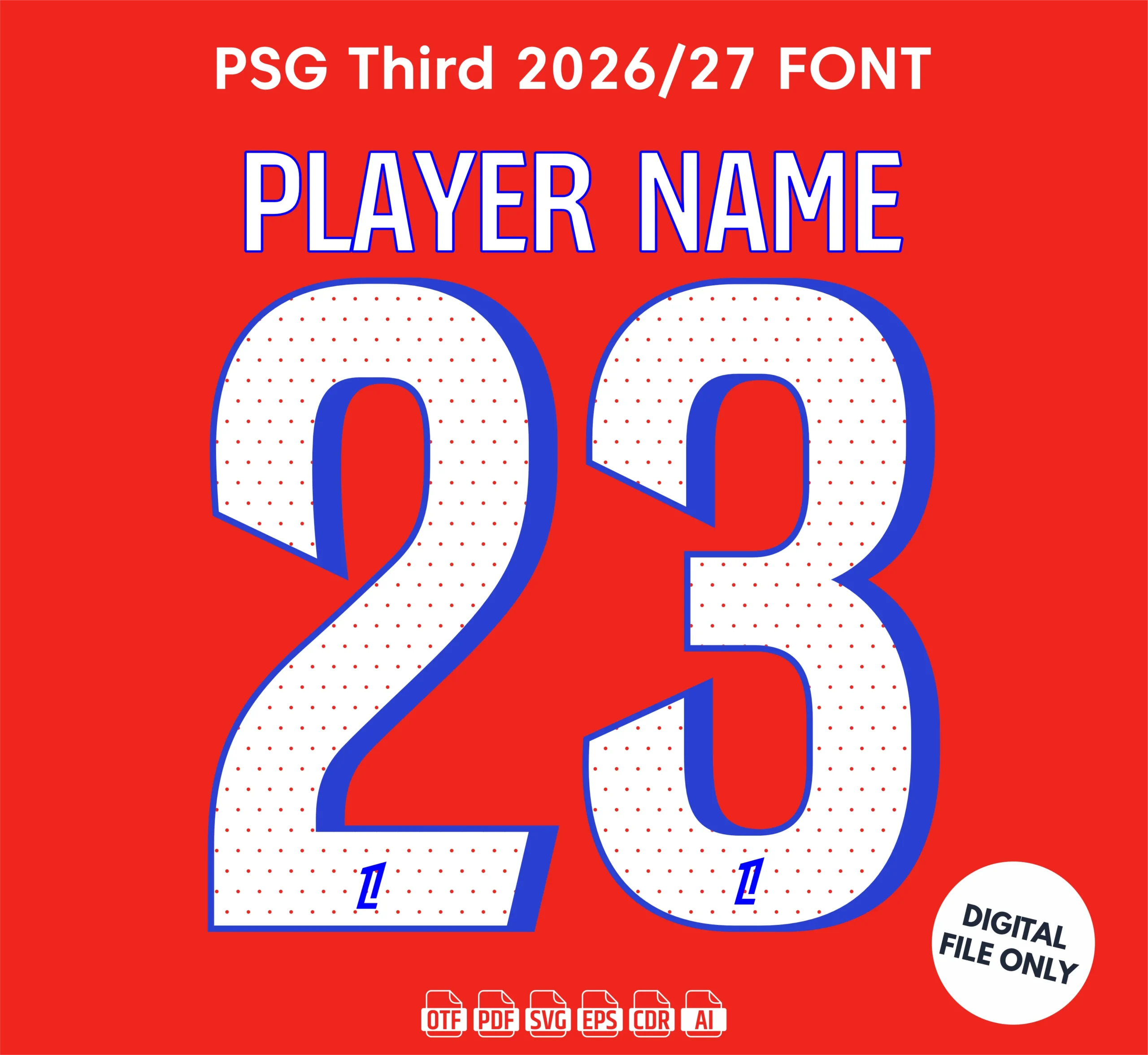 PSG Third 2025-26 Font - football jersey typeface OTF download