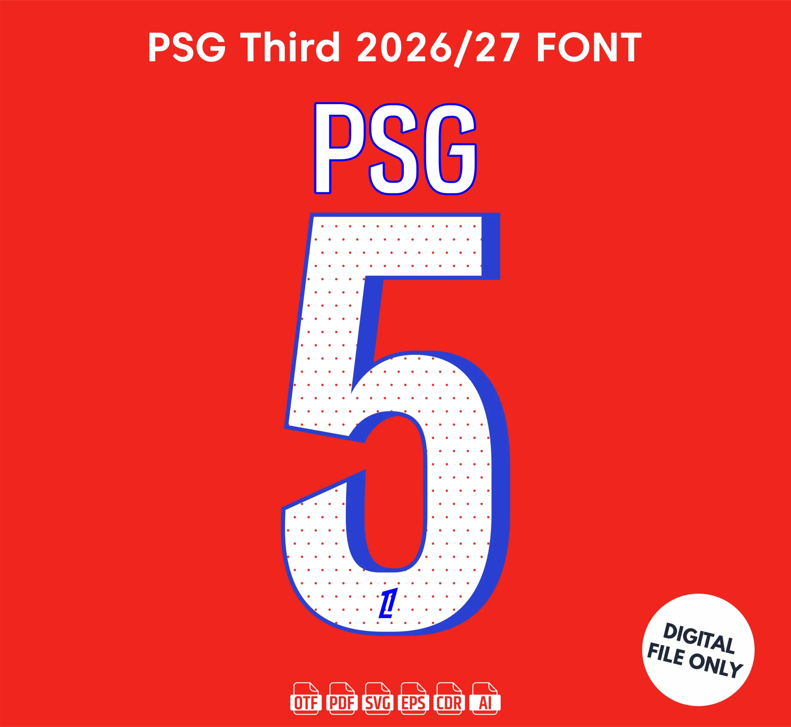 PSG Third 2025-26 Font - football jersey typeface OTF download