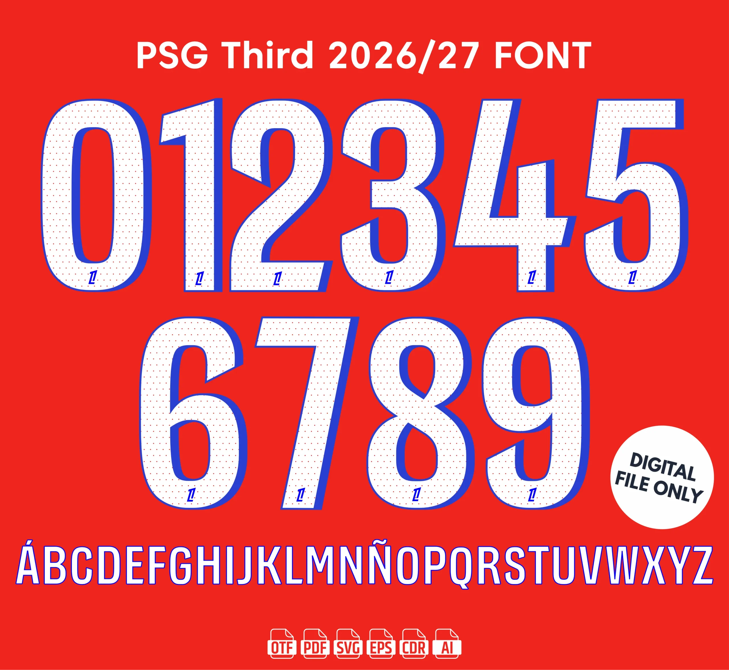 PSG Third 2025-26 Font - football jersey typeface OTF download
