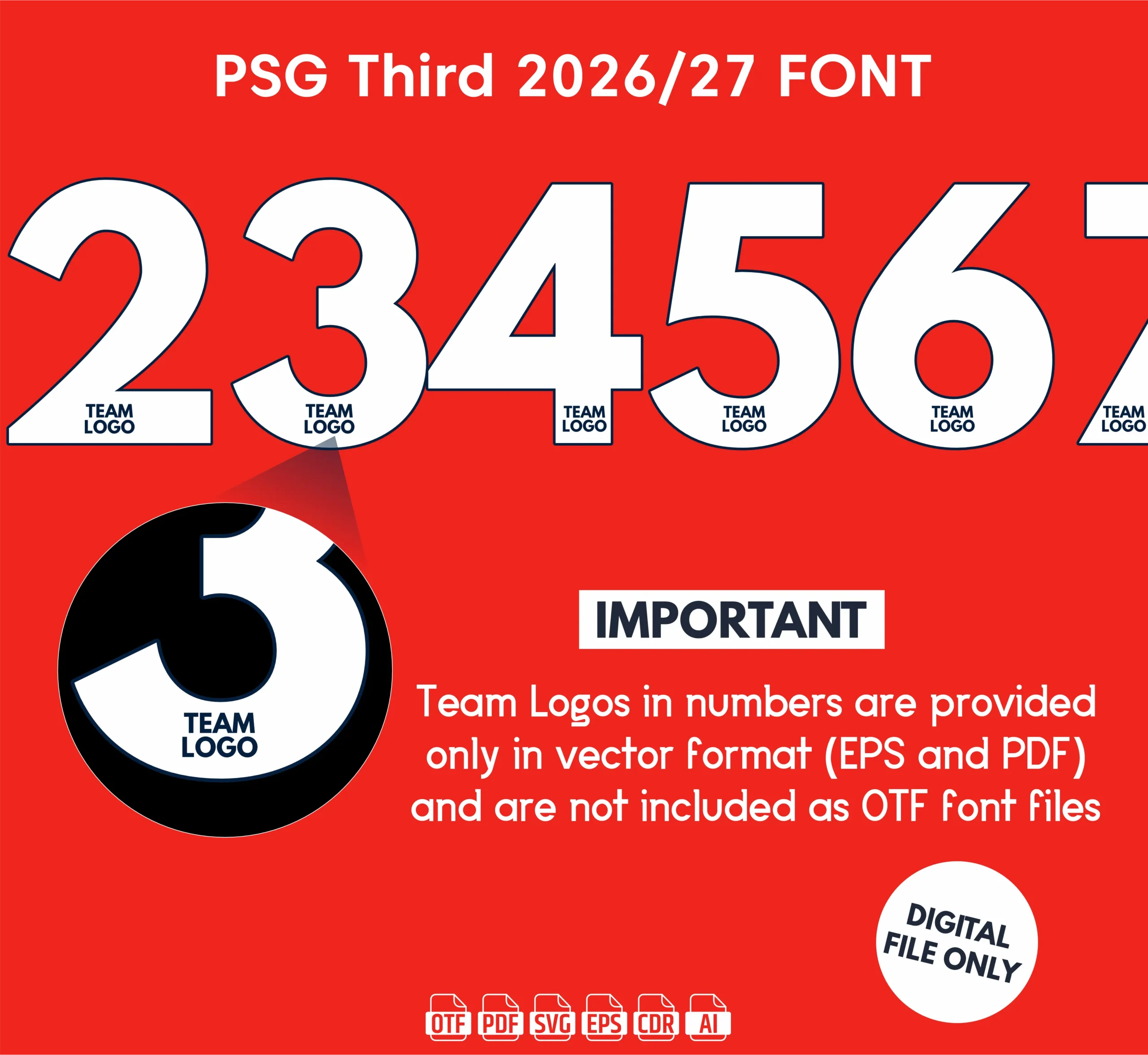 PSG Third 2025-26 Font - football jersey typeface OTF download