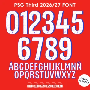 PSG Third 2025-26 Font - football jersey typeface OTF download