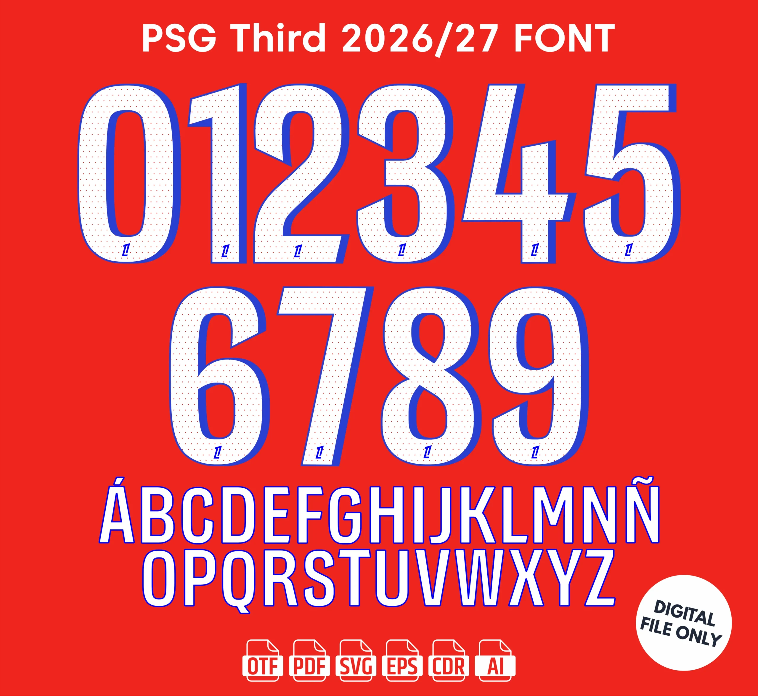 PSG Third 2025-26 Font - football jersey typeface OTF download