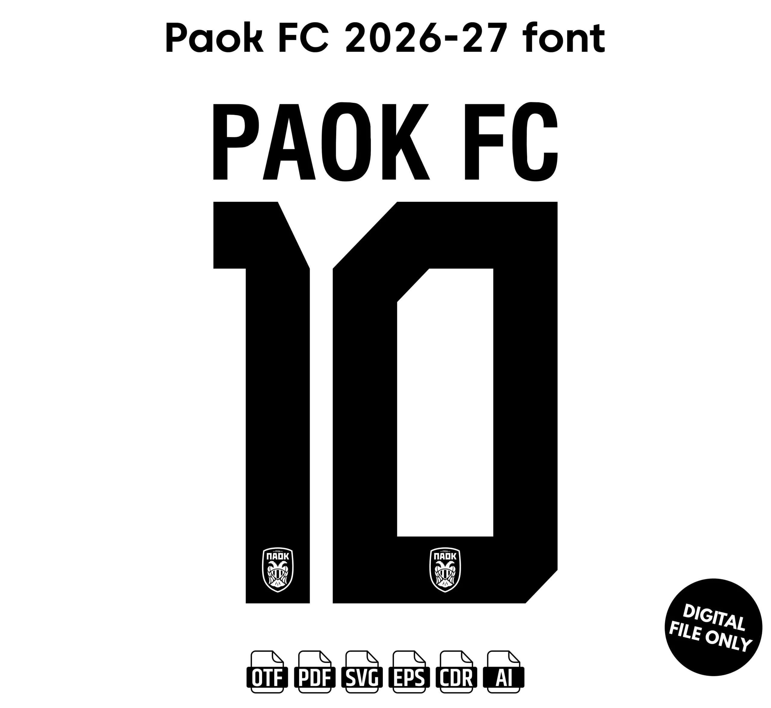 PAOK FC 2026-27 Font - football jersey typeface OTF TTF download
