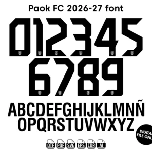PAOK FC 2026-27 Font - football jersey typeface OTF TTF download