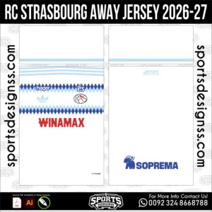 RC Strasbourg Away Jersey 2026-27 football shirt vector for sublimation printing