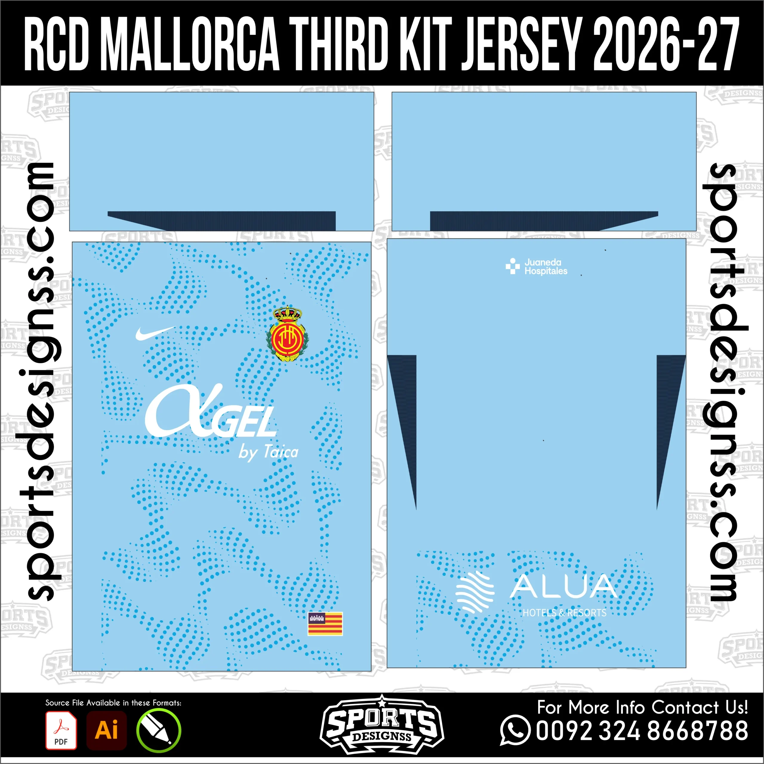 RCD Mallorca Third Jersey 2026-27 - football shirt vector for sublimation printing