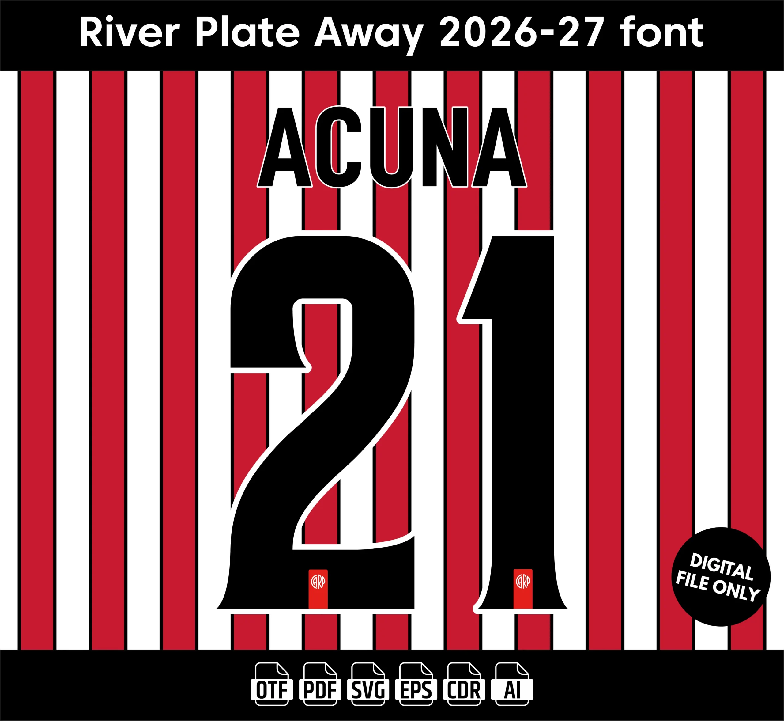 River Plate Away 2026-27 Font - football jersey typeface OTF download