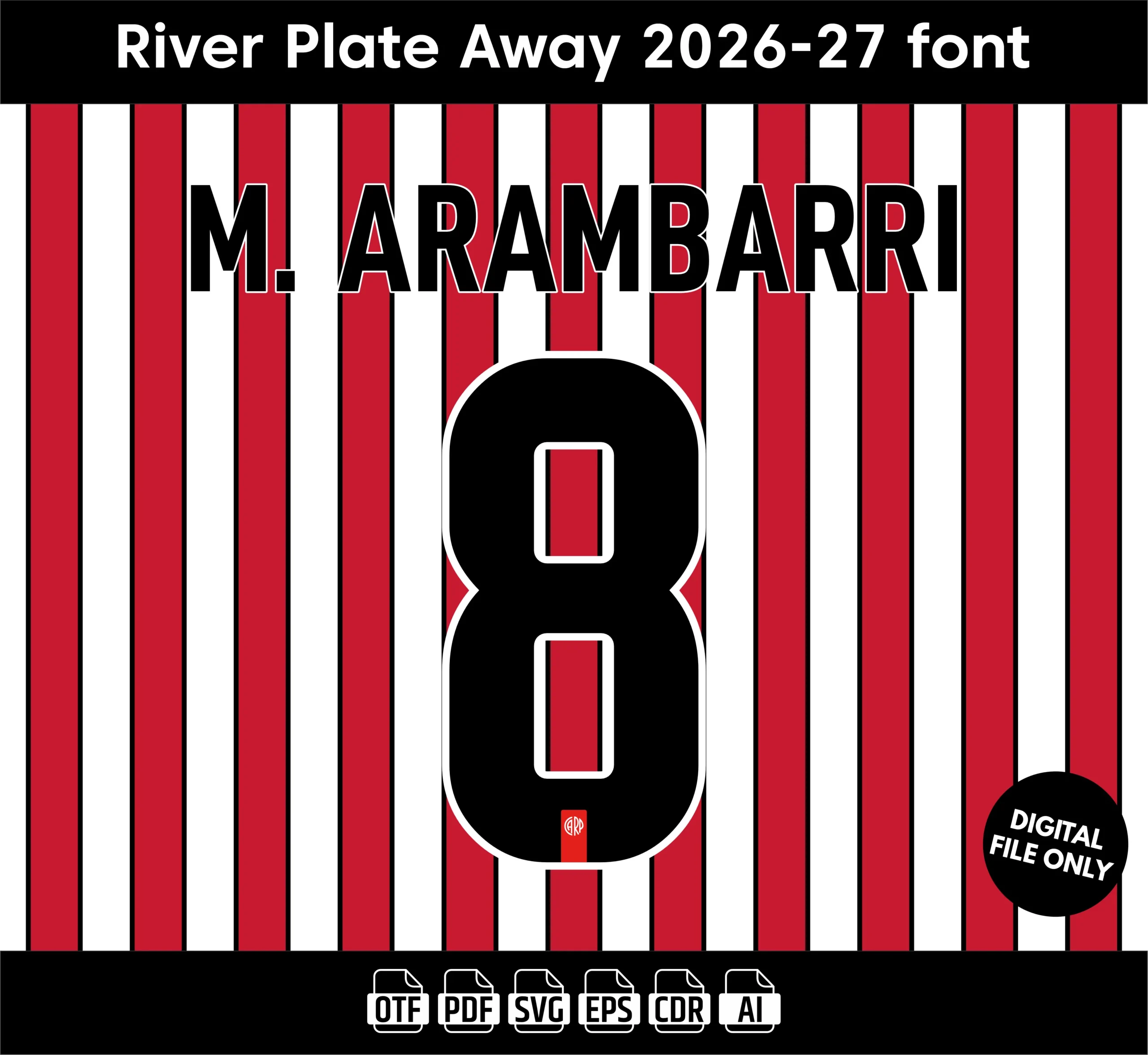 River Plate Away 2026-27 Font - football jersey typeface OTF download