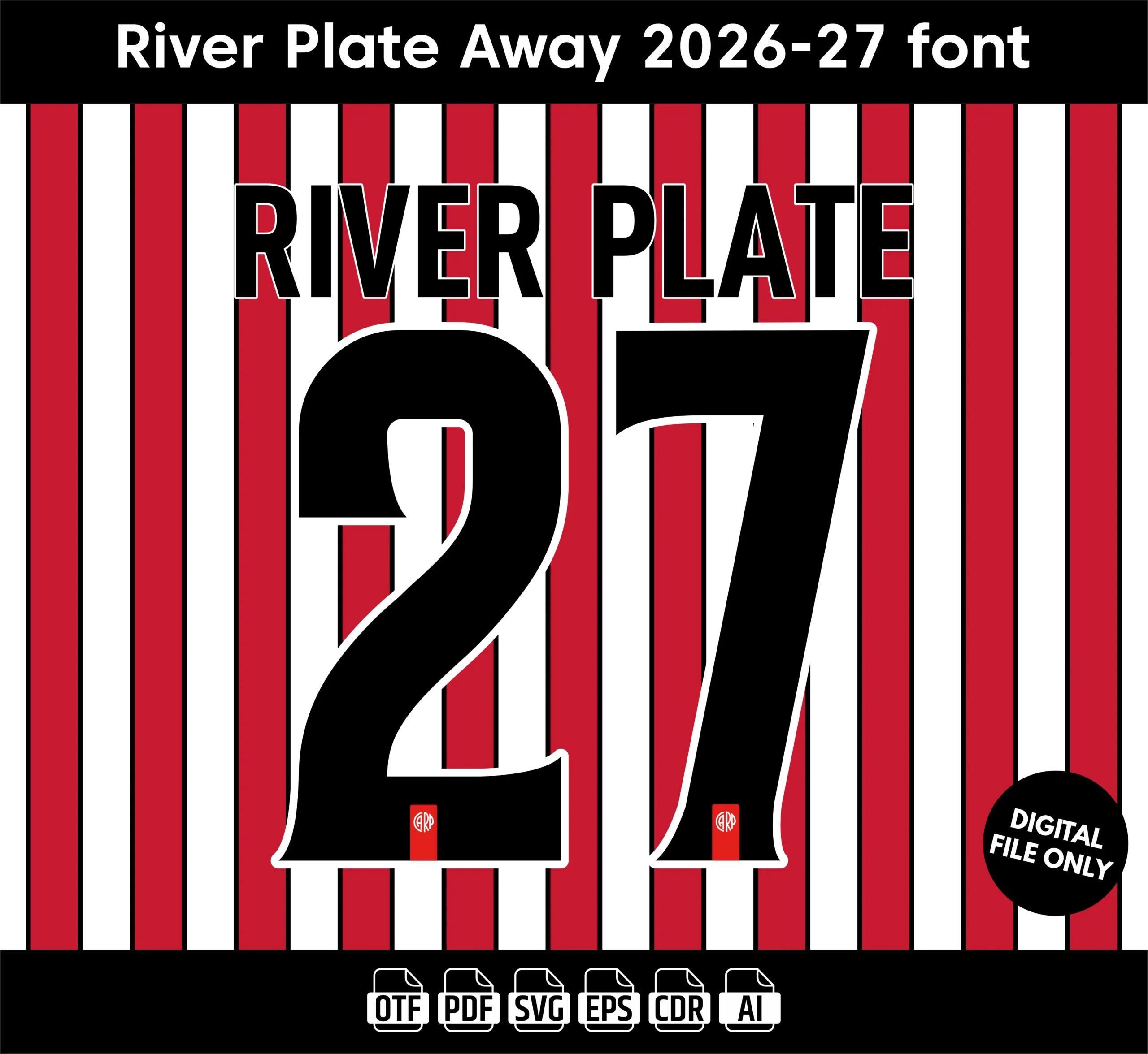 River Plate Away 2026-27 Font - football jersey typeface OTF download
