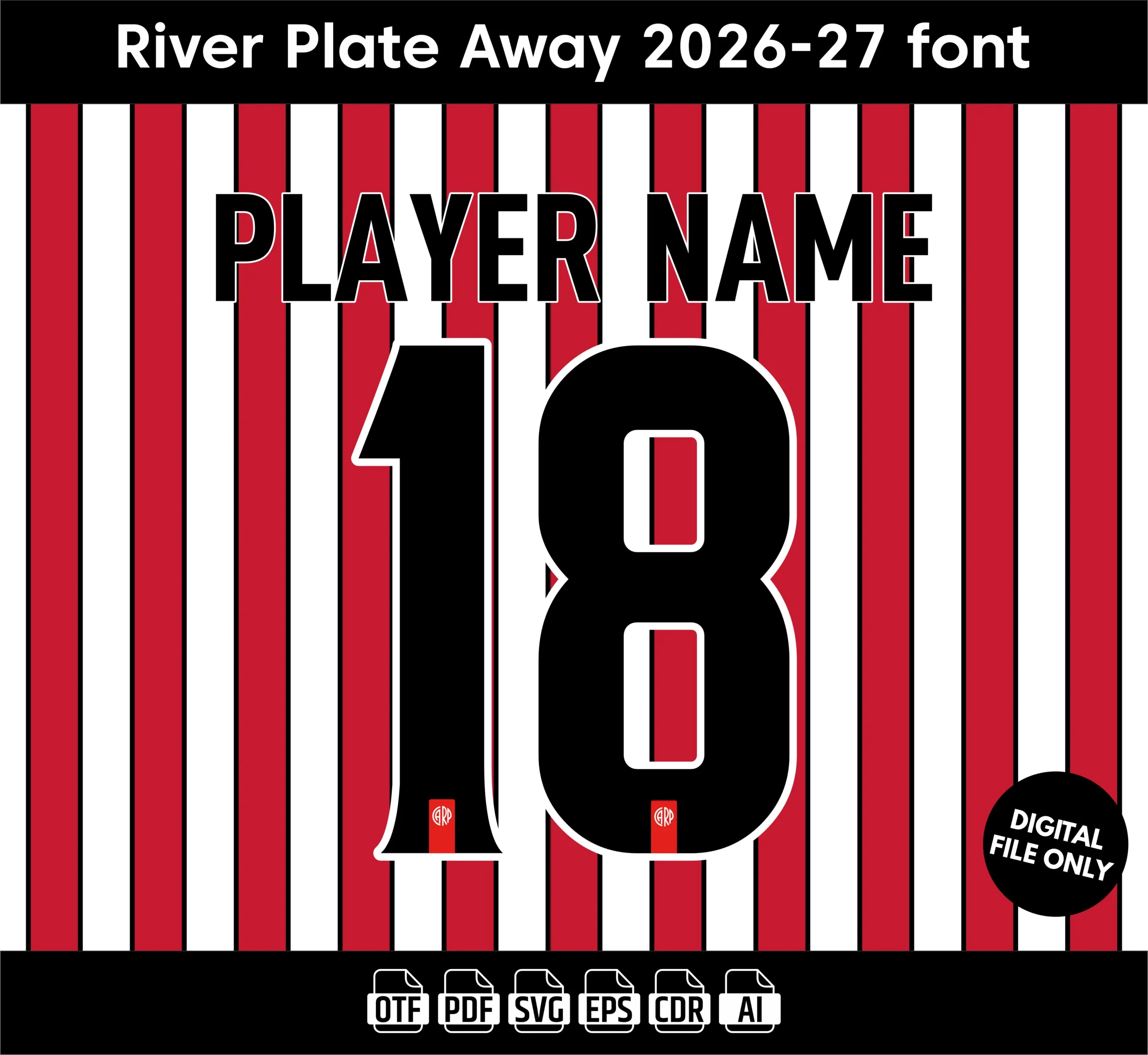 River Plate Away 2026-27 Font - football jersey typeface OTF download