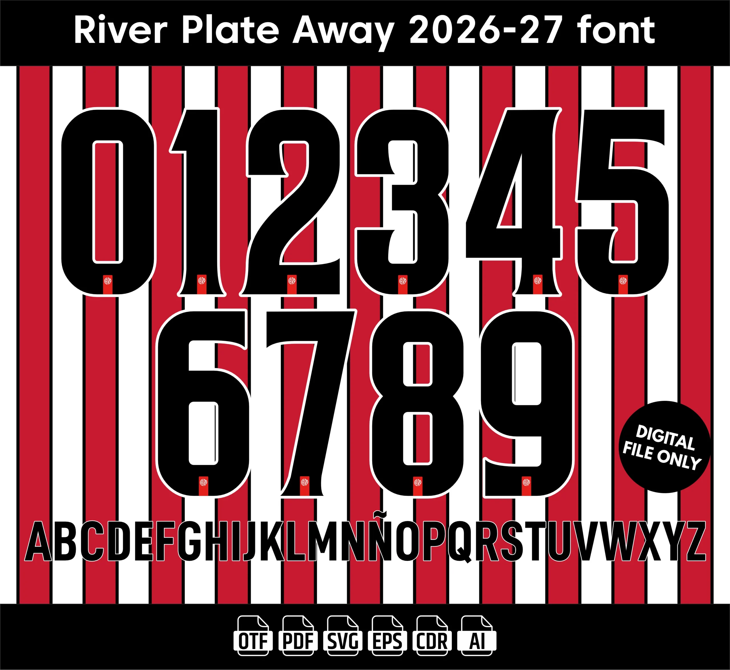 River Plate Away 2026-27 Font - football jersey typeface OTF download