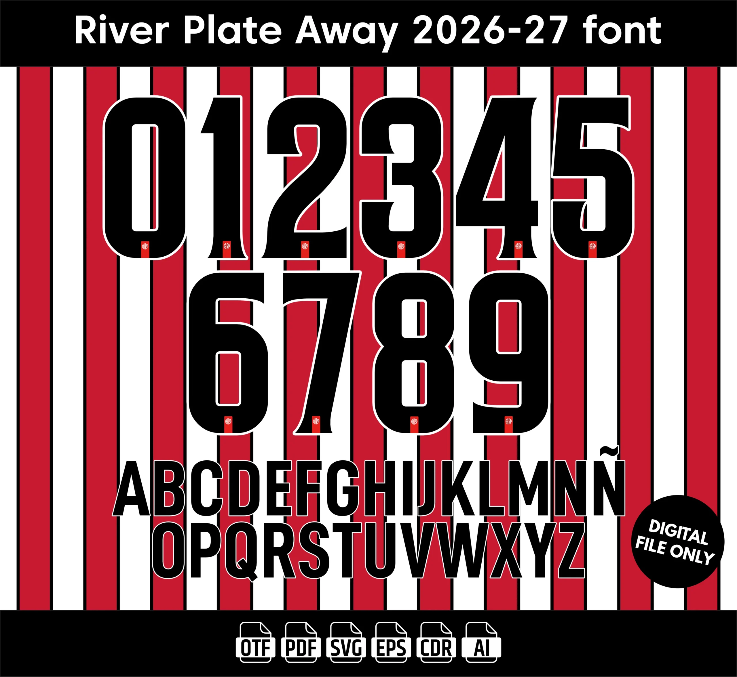 River Plate Away 2026-27 Font - football jersey typeface OTF download
