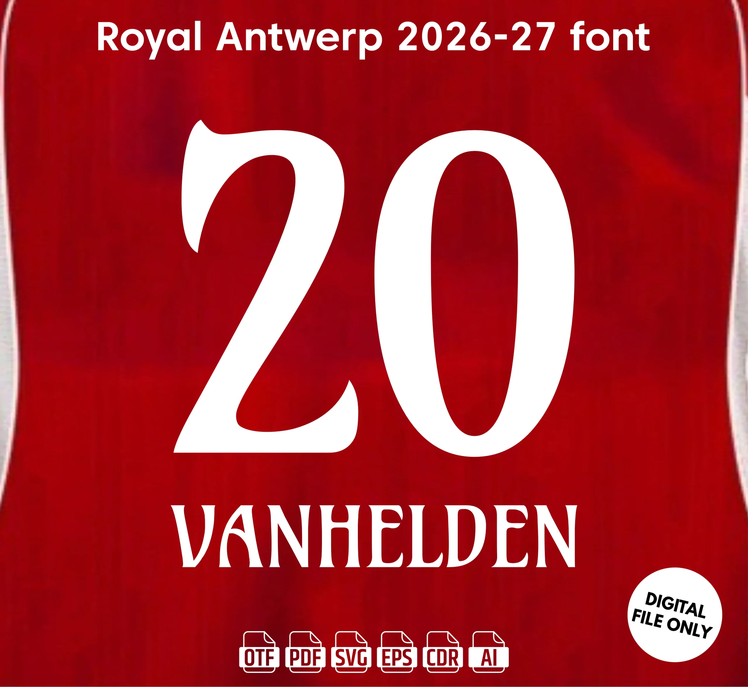 Royal Antwerp FC 2026-27 Font - football jersey typeface