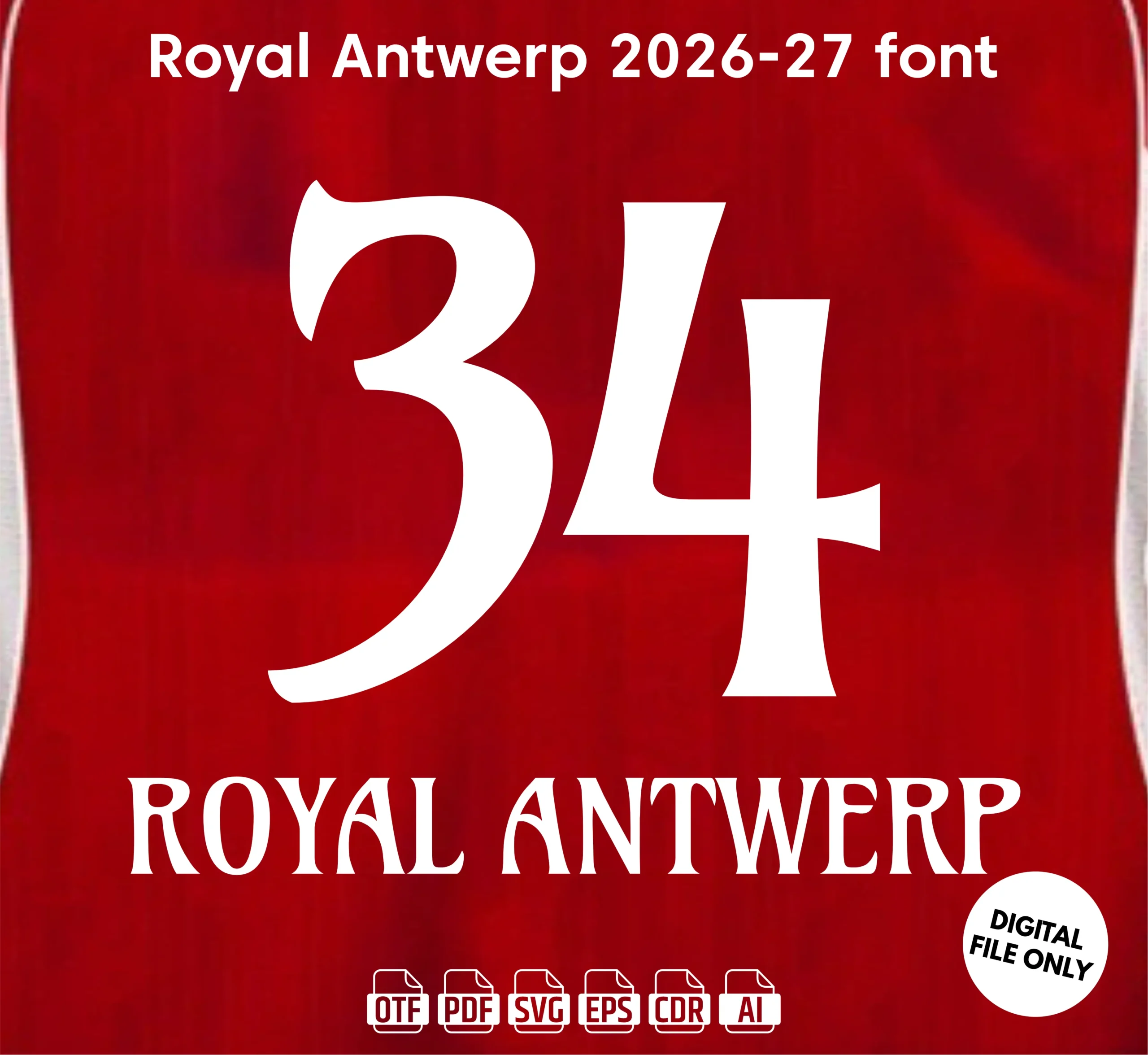 Royal Antwerp FC 2026-27 Font - football jersey typeface