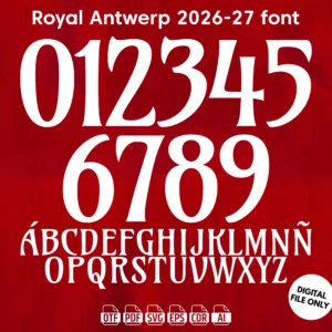 Royal Antwerp FC 2026-27 Font - football jersey typeface