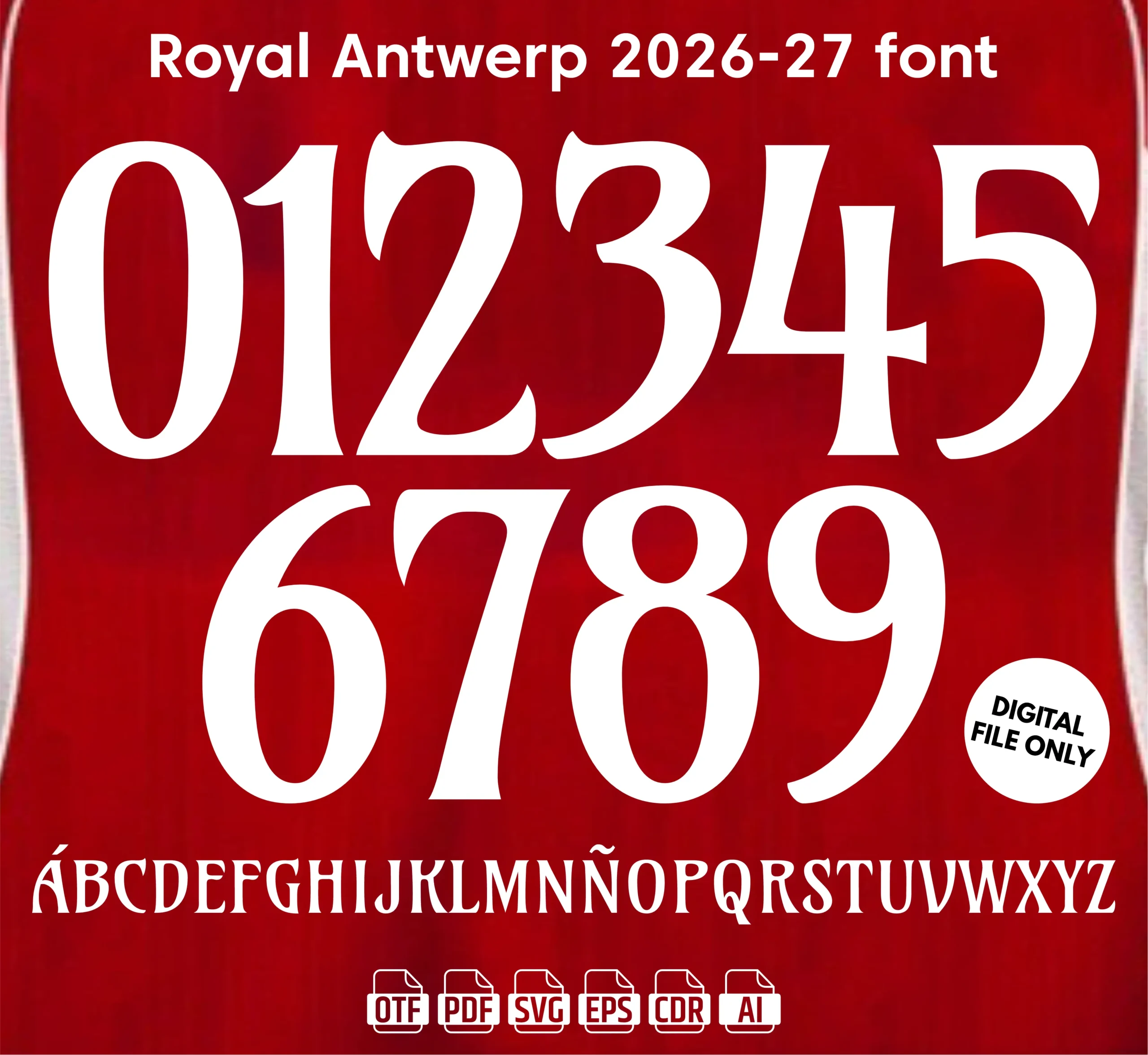 Royal Antwerp FC 2026-27 Font - football jersey typeface