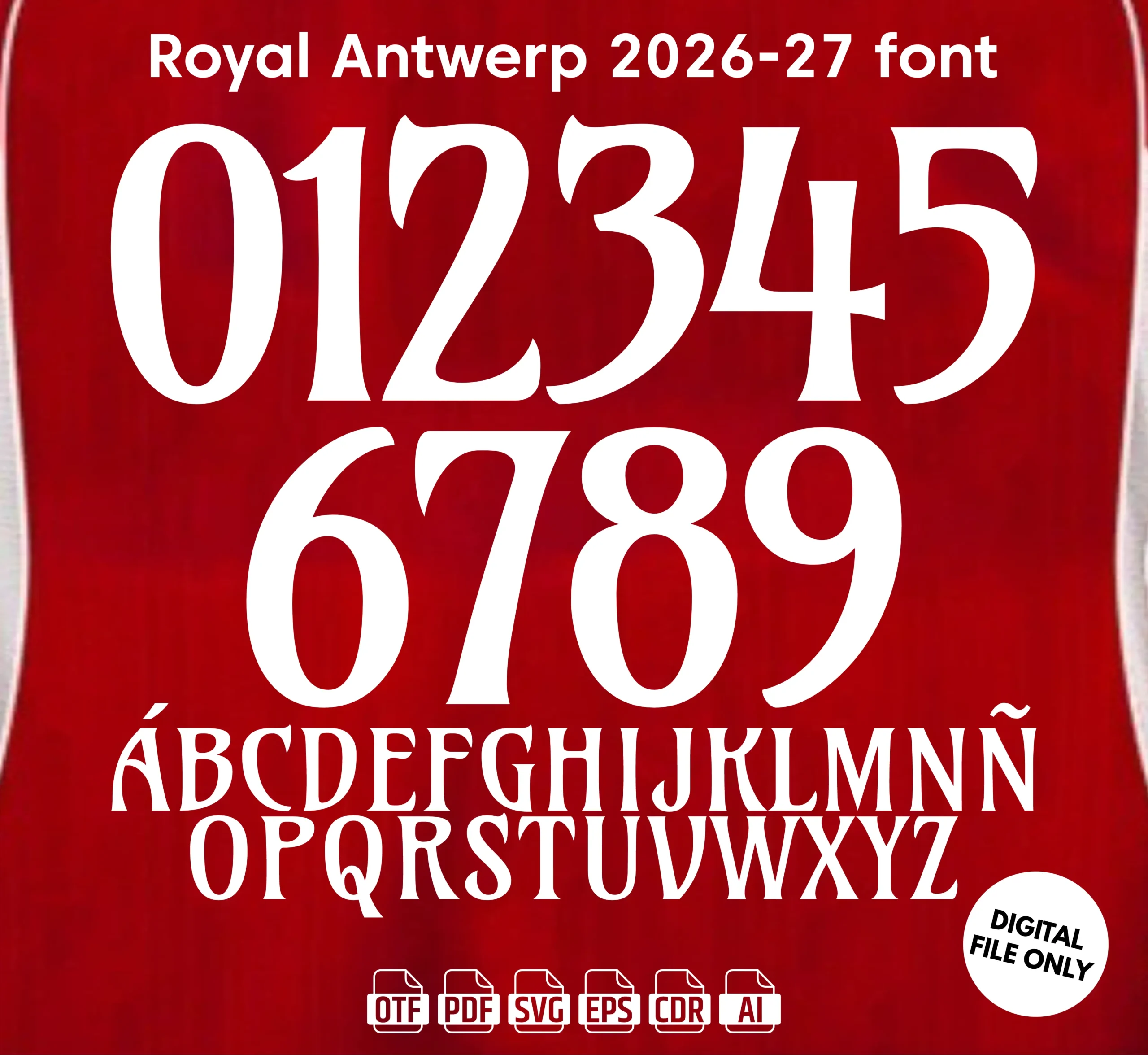 Royal Antwerp FC 2026-27 Font - football jersey typeface