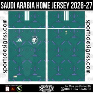 Saudi Arabia Home Jersey 2026-27 - football shirt vector for sublimation printing