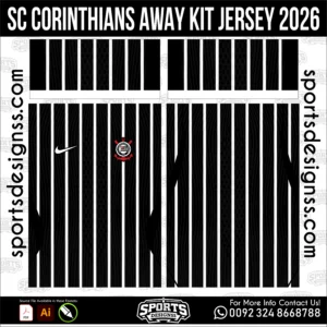 SC Corinthians Away Jersey 2026 - football shirt vector for sublimation printing