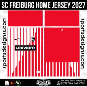 SC Freiburg Home Jersey 2027 - football shirt vector for sublimation printing