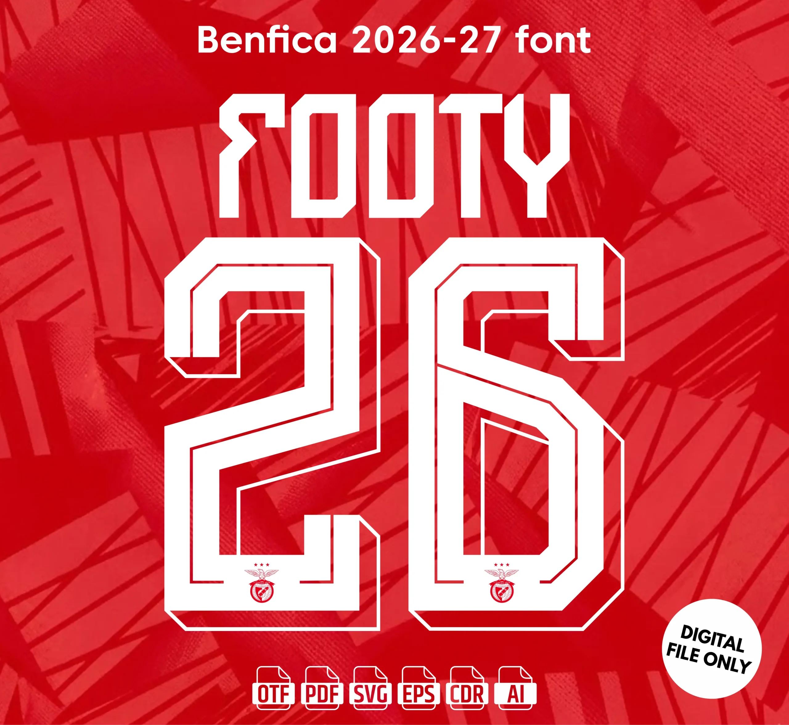 SL Benfica 2026-27 Font - football jersey typeface OTF download