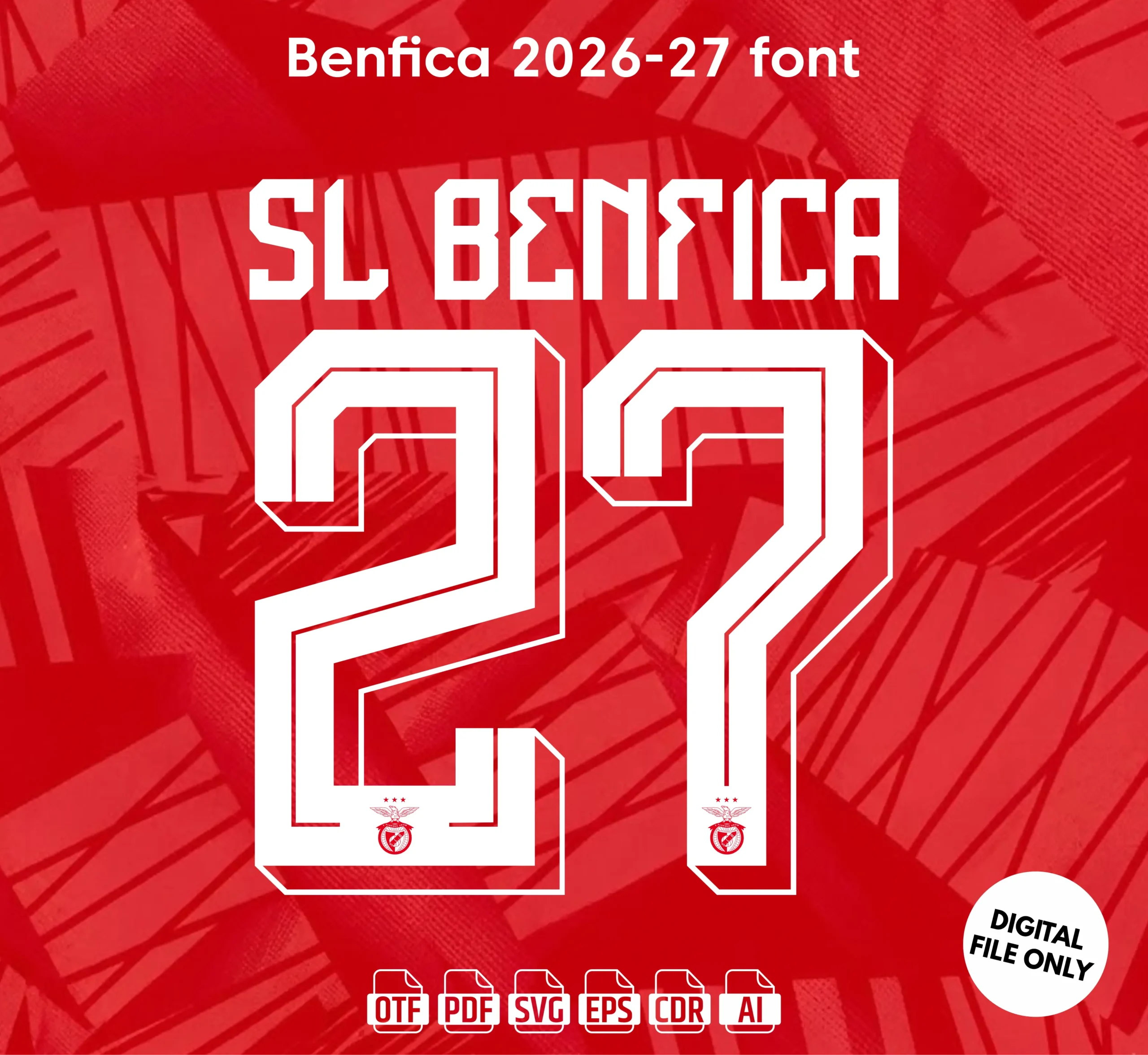 SL Benfica 2026-27 Font - football jersey typeface OTF download