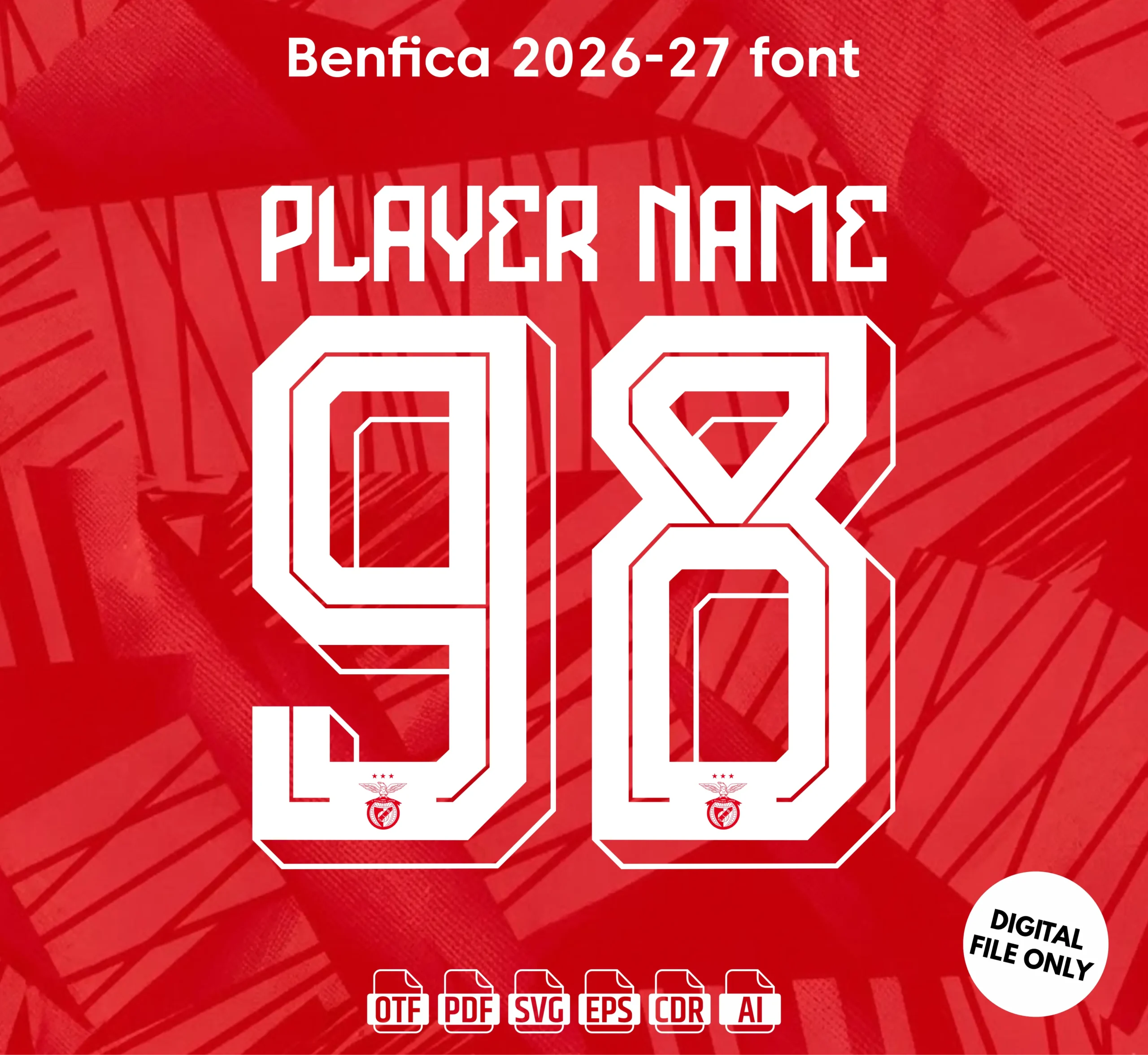 SL Benfica 2026-27 Font - football jersey typeface OTF download