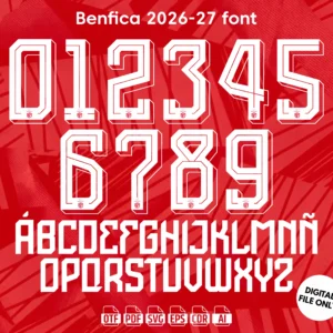 SL Benfica 2026-27 Font - football jersey typeface OTF download