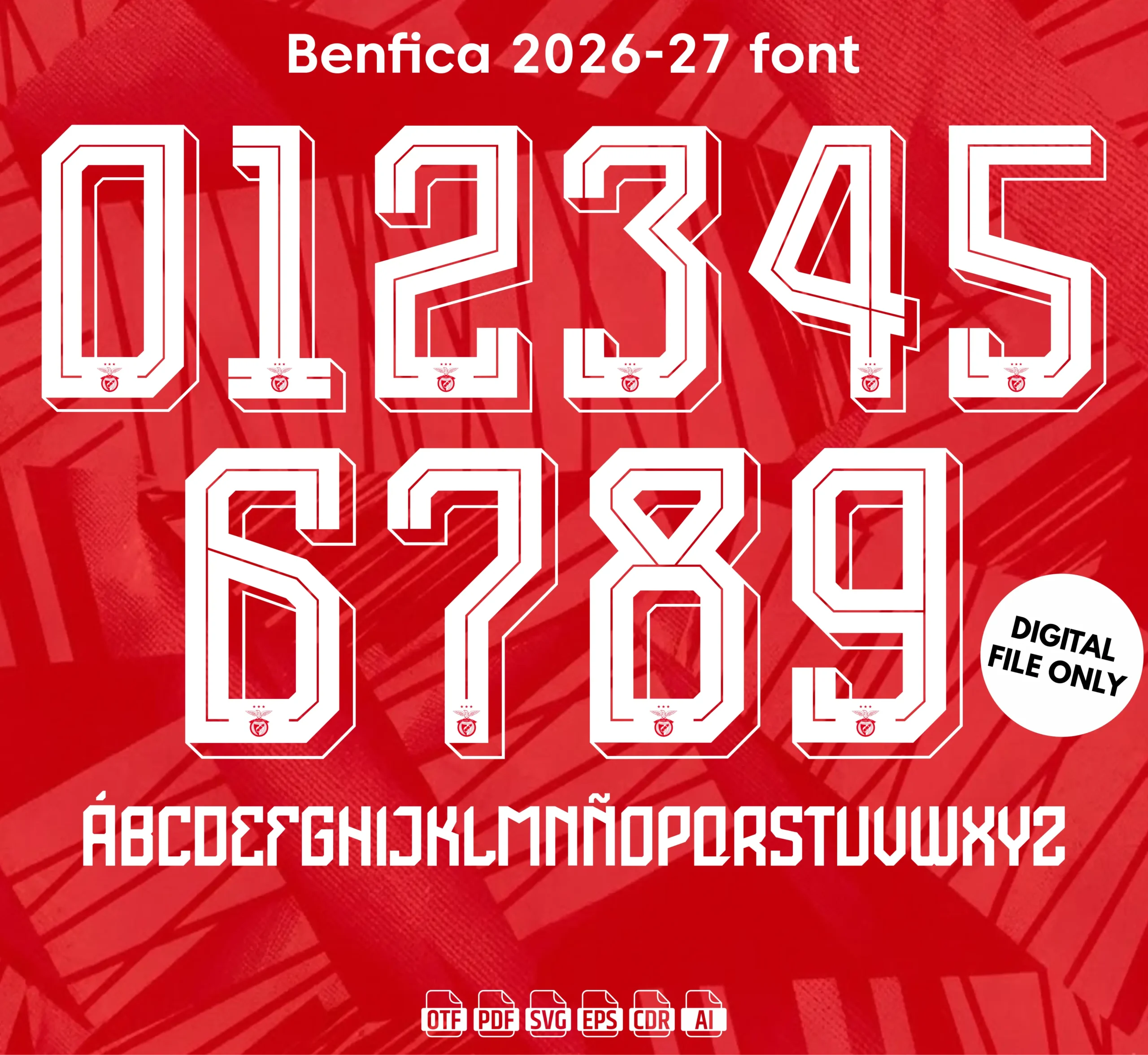 SL Benfica 2026-27 Font - football jersey typeface OTF download
