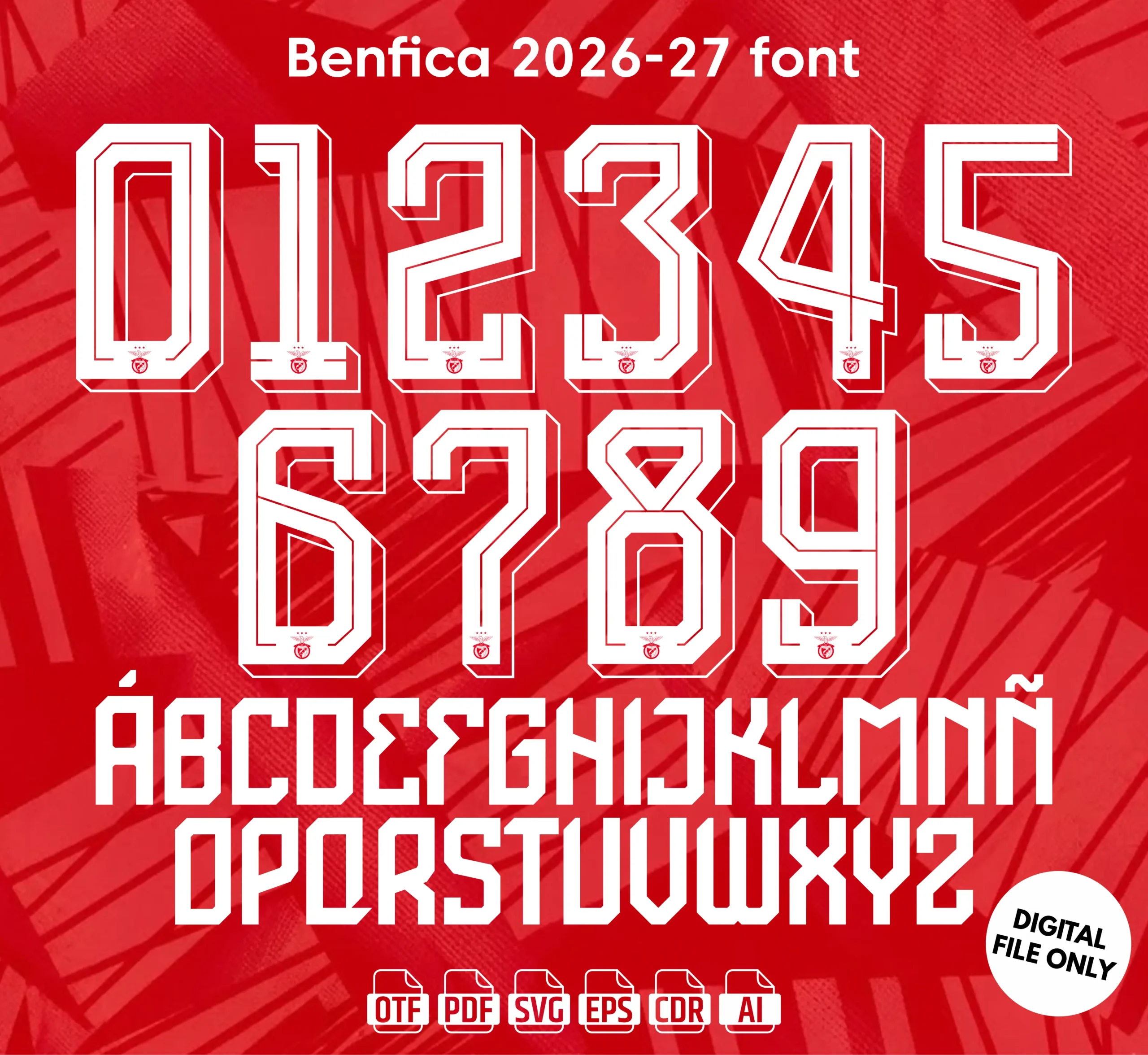 SL Benfica 2026-27 Font - football jersey typeface OTF download