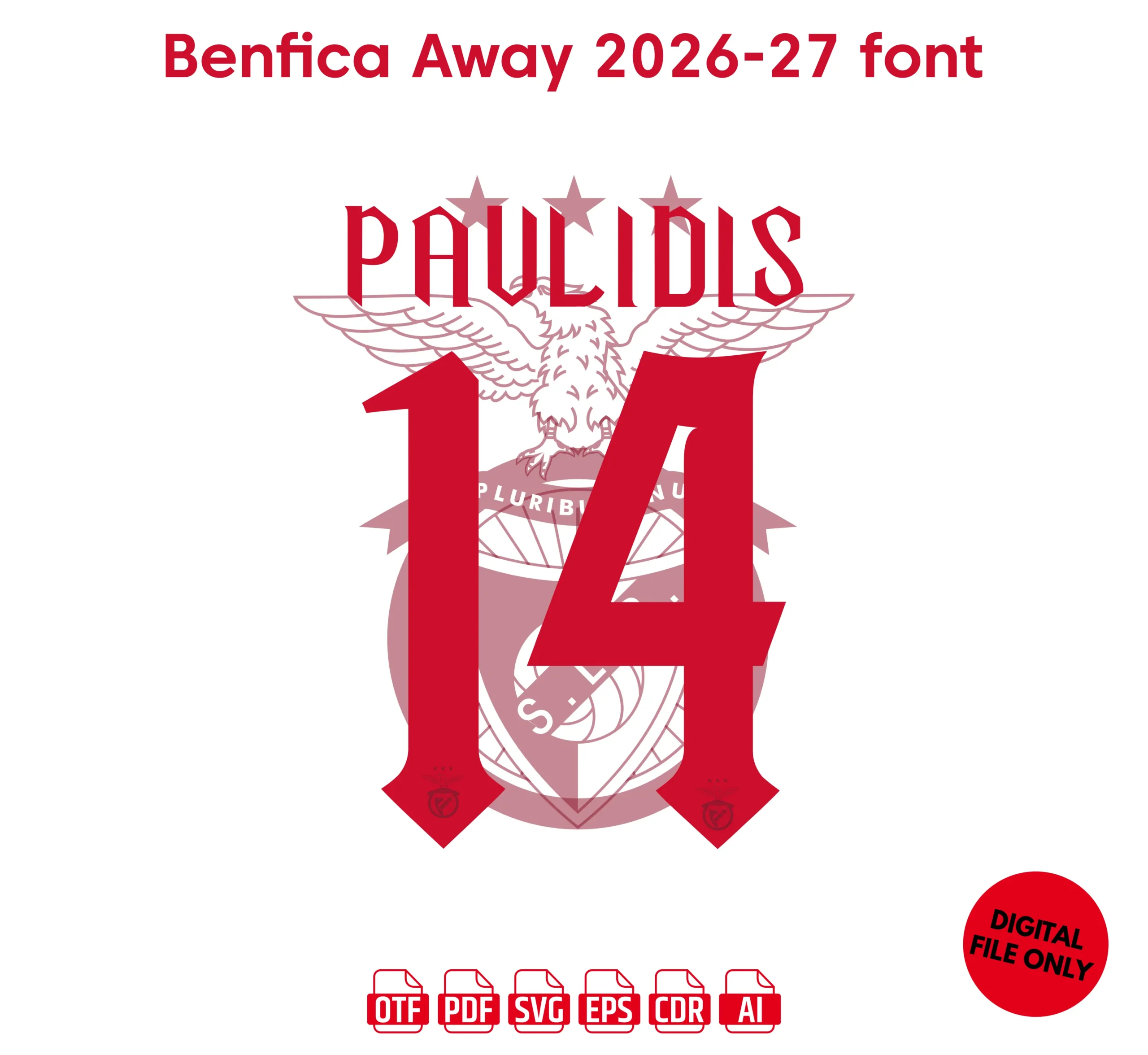 SL Benfica Away 2026-27 Font - football jersey typeface OTF download