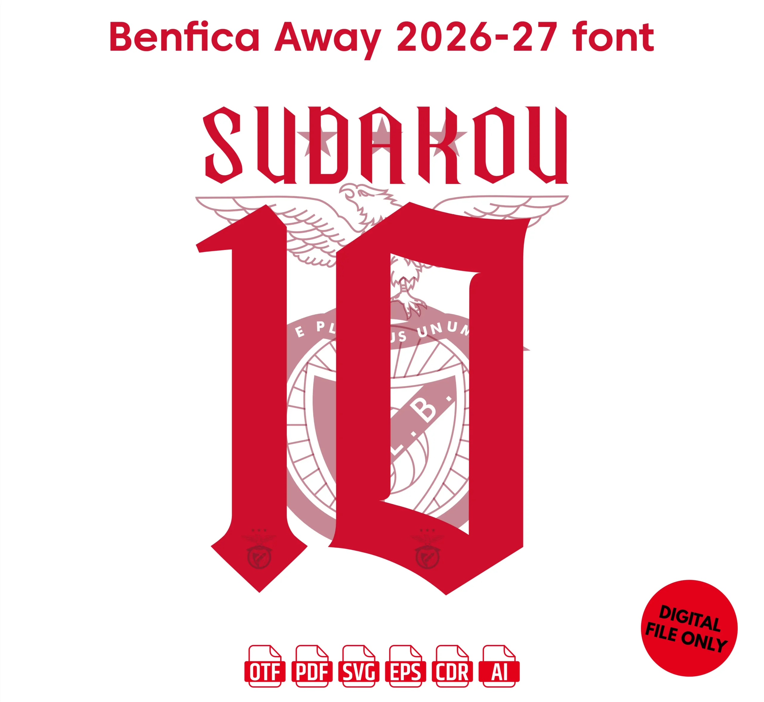 SL Benfica Away 2026-27 Font - football jersey typeface OTF download