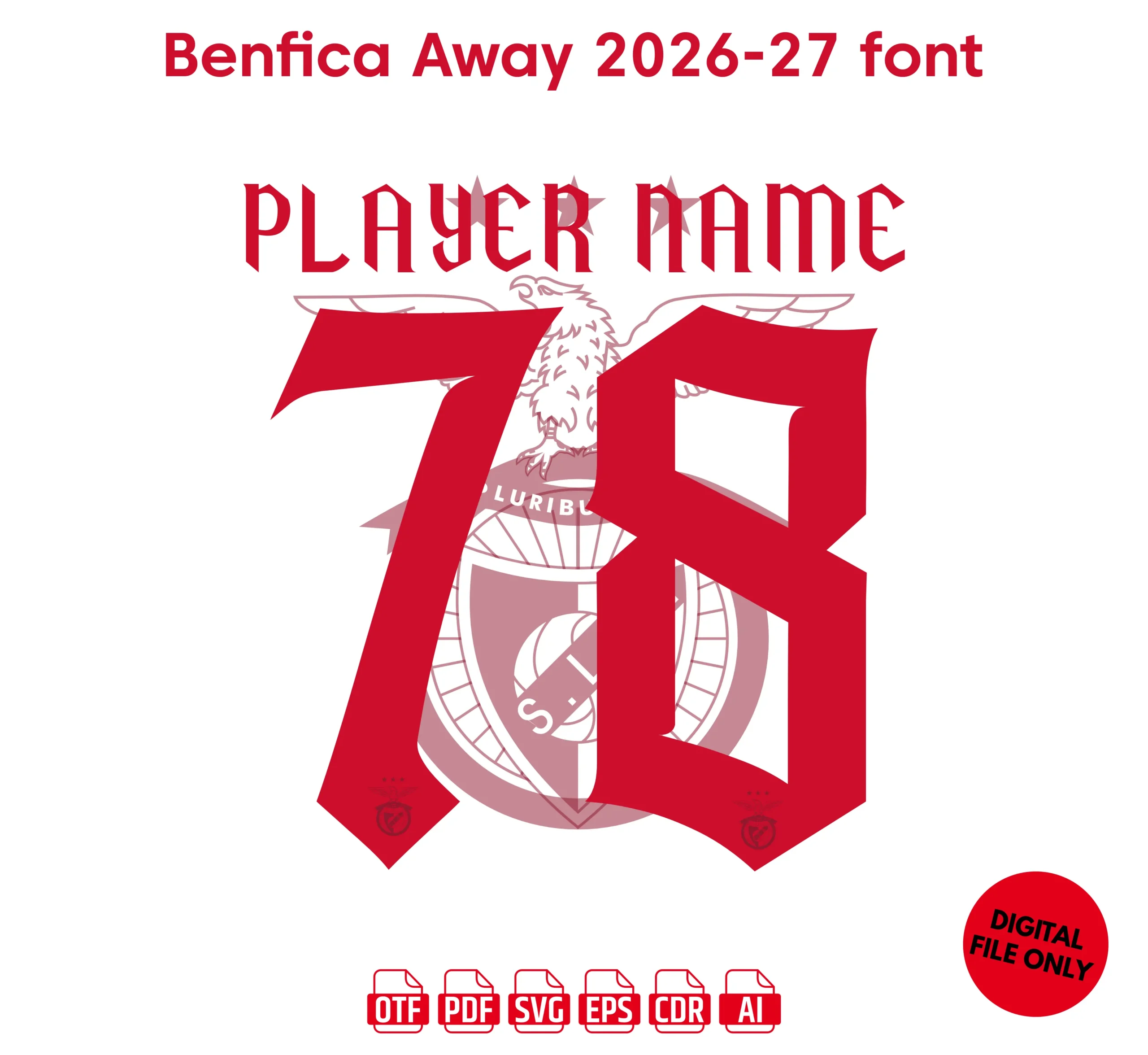 SL Benfica Away 2026-27 Font - football jersey typeface OTF download