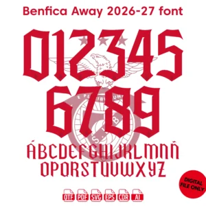 SL Benfica Away 2026-27 Font - football jersey typeface OTF download