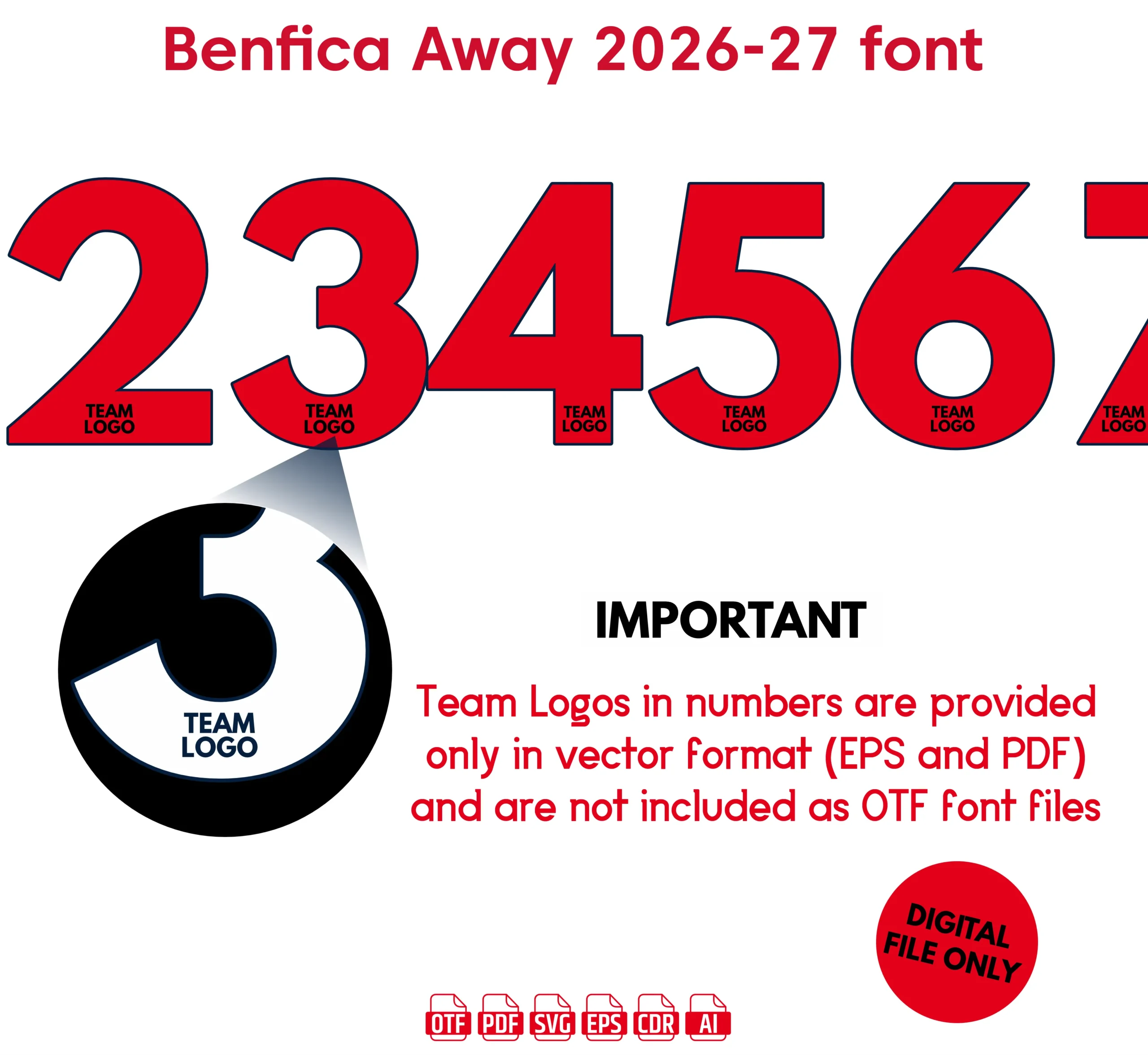 SL Benfica Away 2026-27 Font - football jersey typeface OTF download