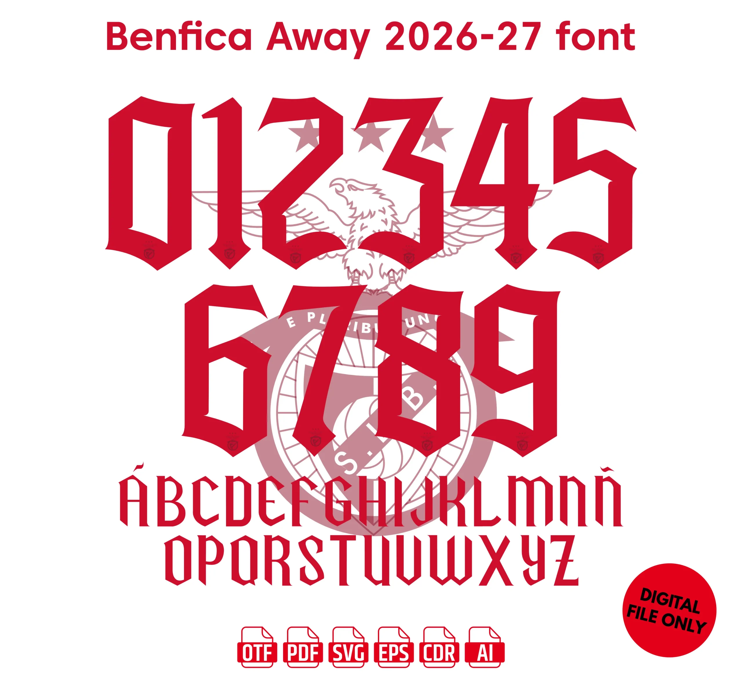 SL Benfica Away 2026-27 Font - football jersey typeface OTF download