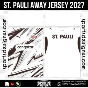 St. Pauli Away Jersey 2027 - football shirt vector for sublimation printing