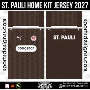 St. Pauli Home Jersey 2027 - football shirt vector for sublimation printing