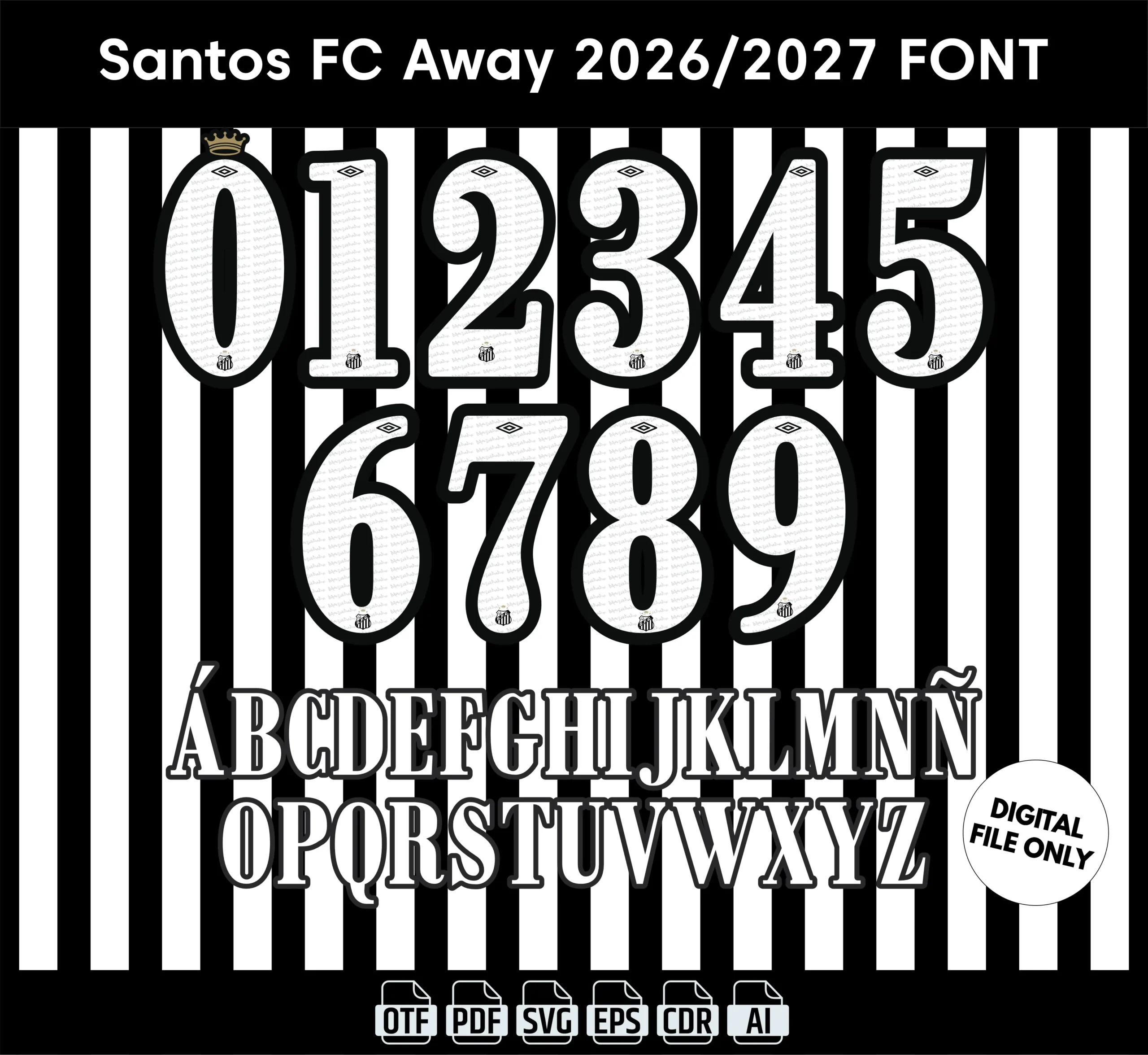 Santos FC Away 2026 Font - football jersey typeface OTF download