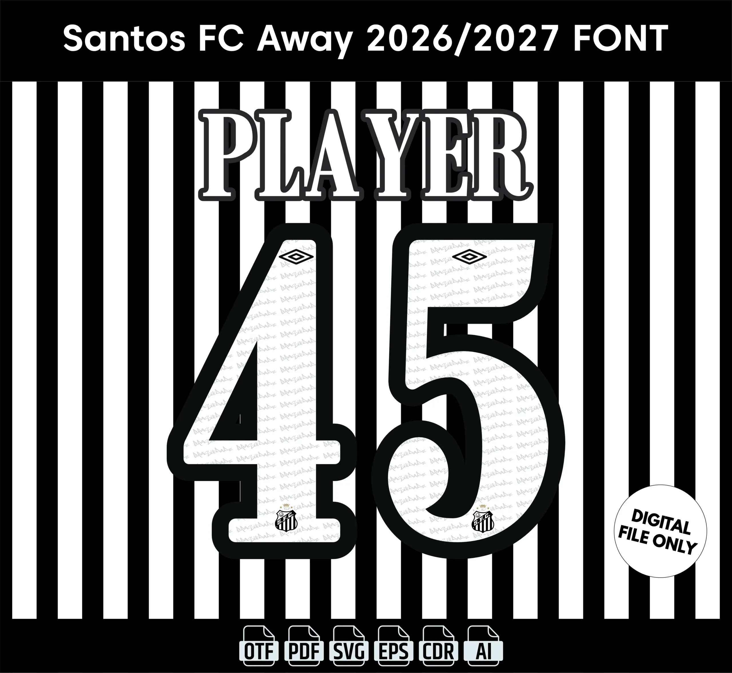 Santos FC Away 2026 Font - football jersey typeface OTF download
