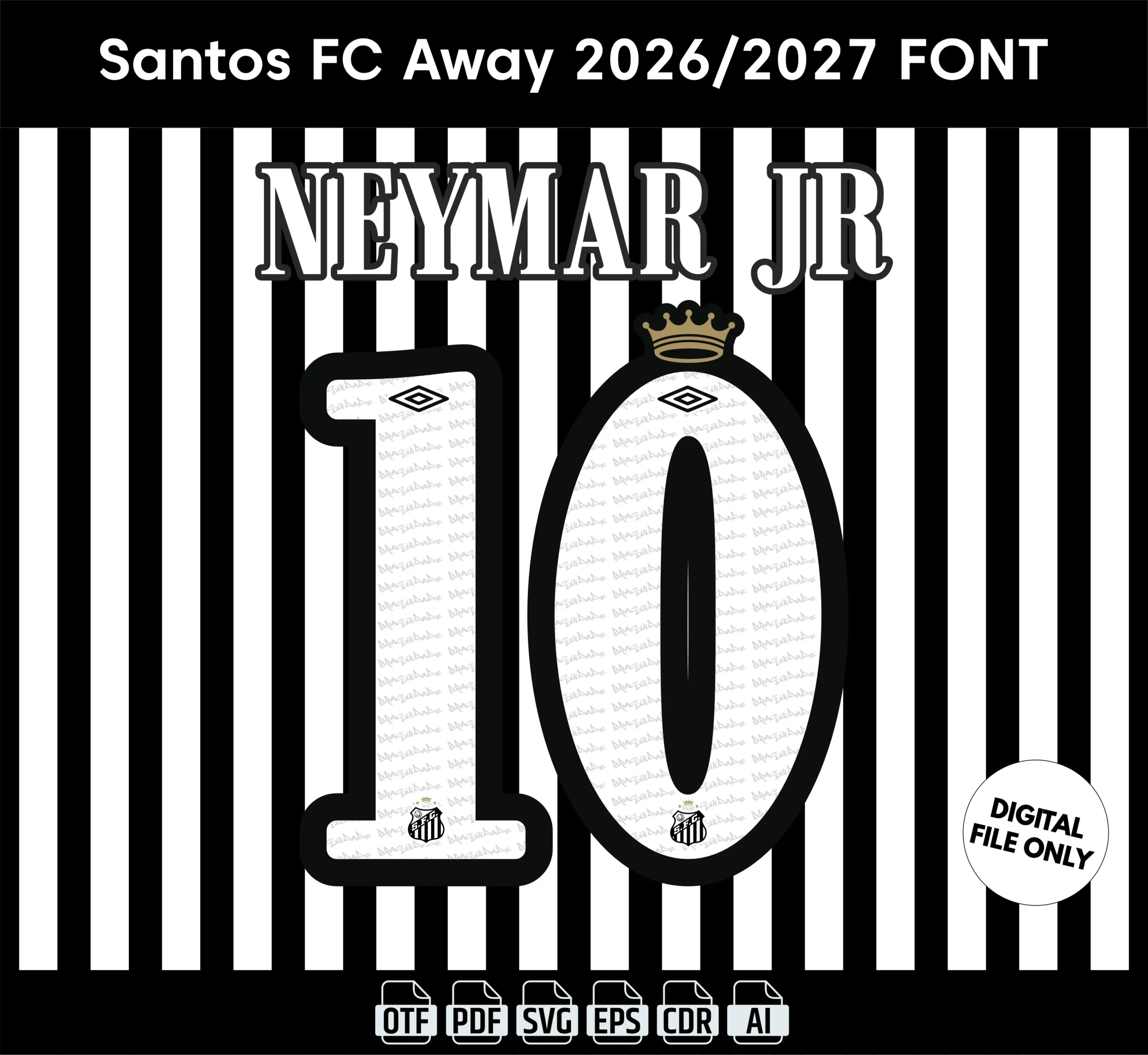 Santos FC Away 2026 Font - football jersey typeface OTF download