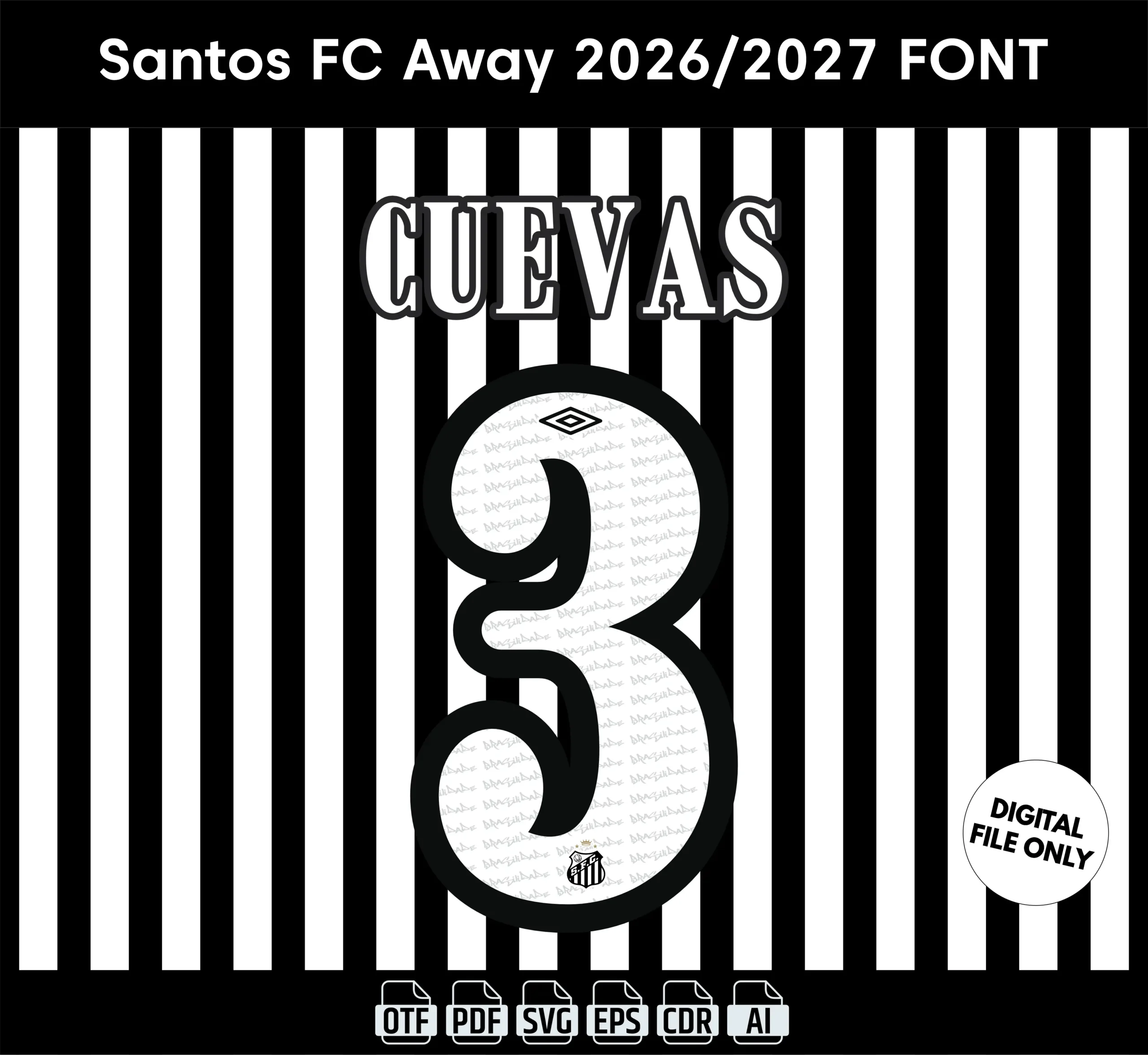 Santos FC Away 2026 Font - football jersey typeface OTF download