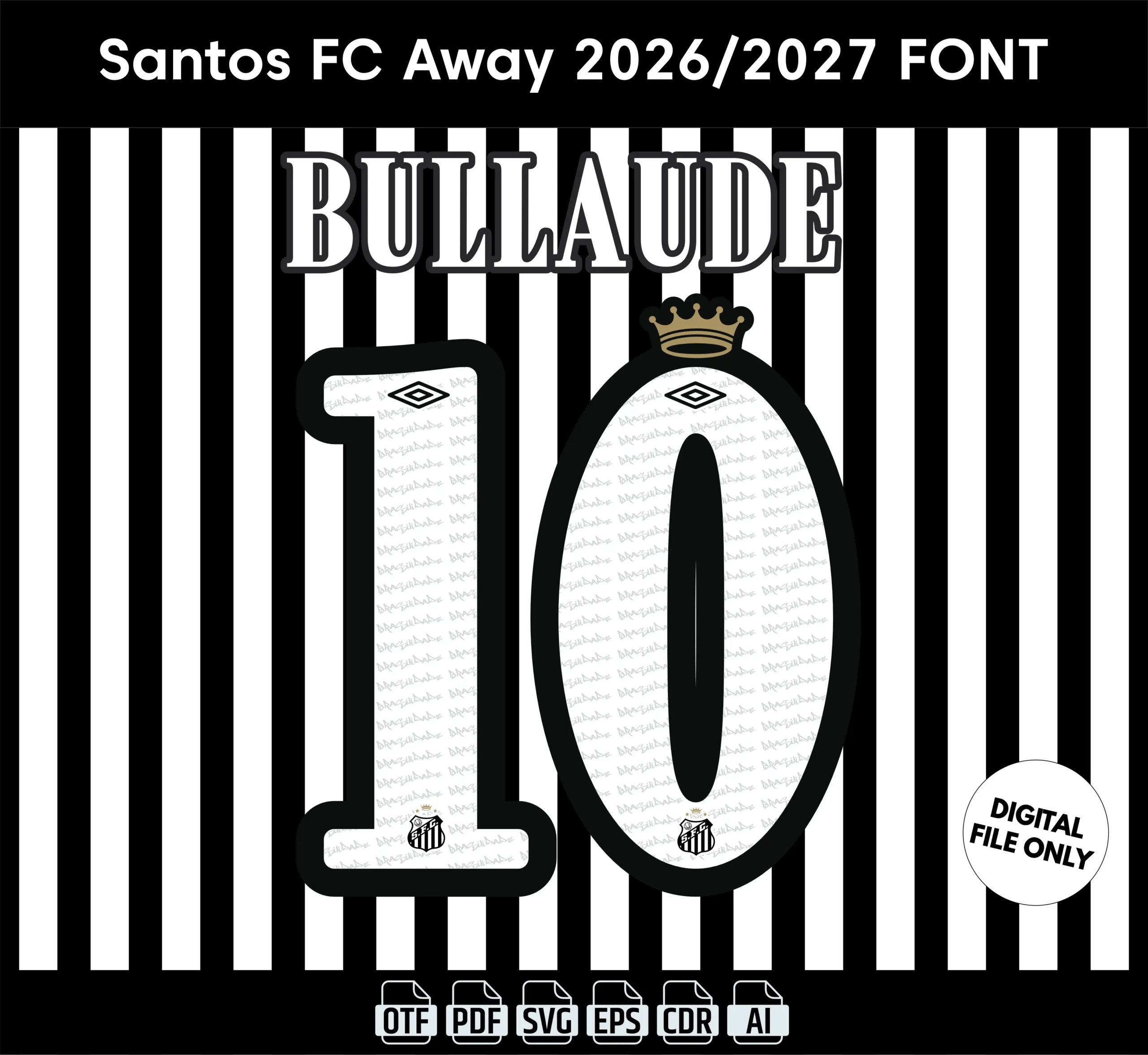 Santos FC Away 2026 Font - football jersey typeface OTF download