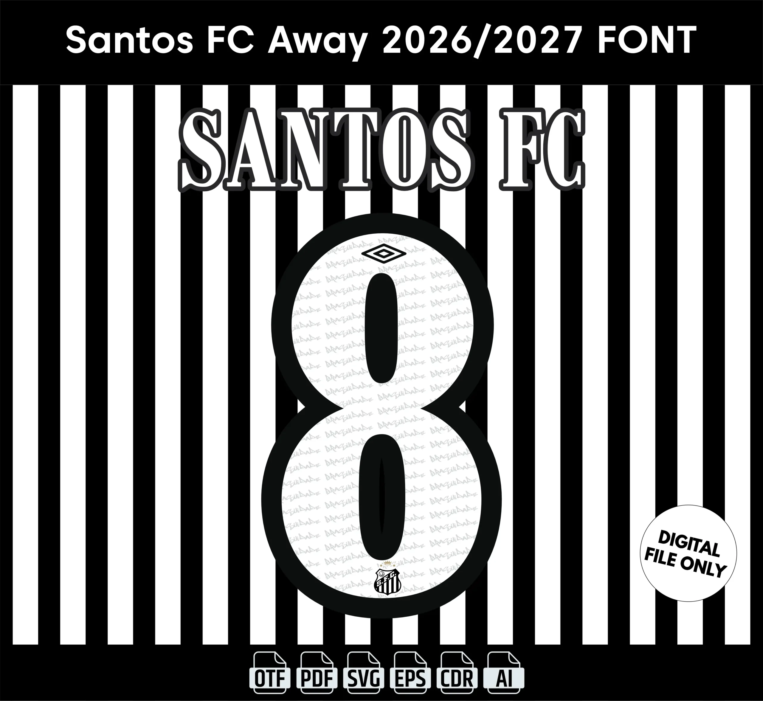 Santos FC Away 2026 Font - football jersey typeface OTF download