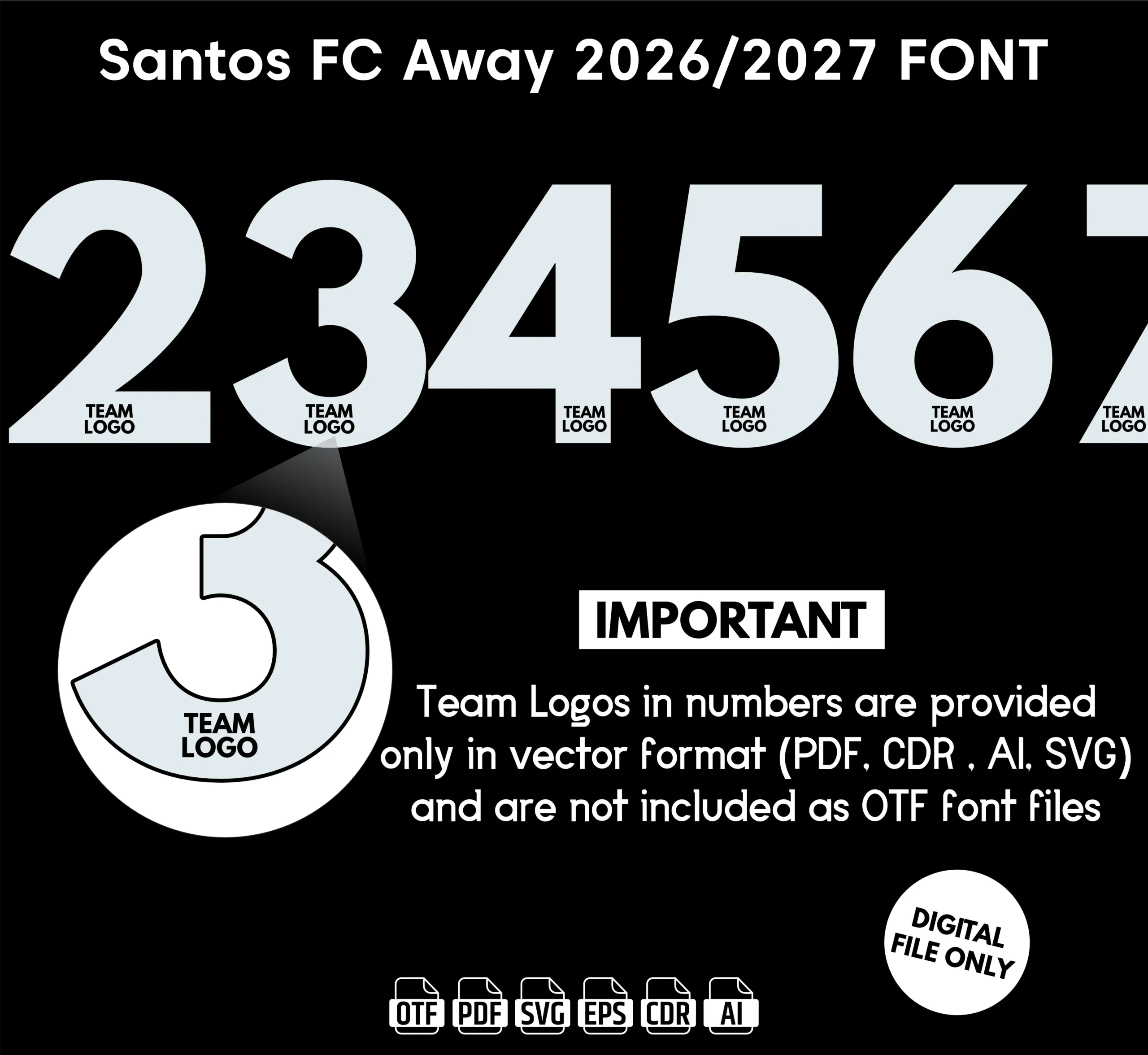 Santos FC Away 2026 Font - football jersey typeface OTF download