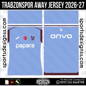 Trabzonspor Away Jersey 2026-27 - football shirt vector for sublimation printing